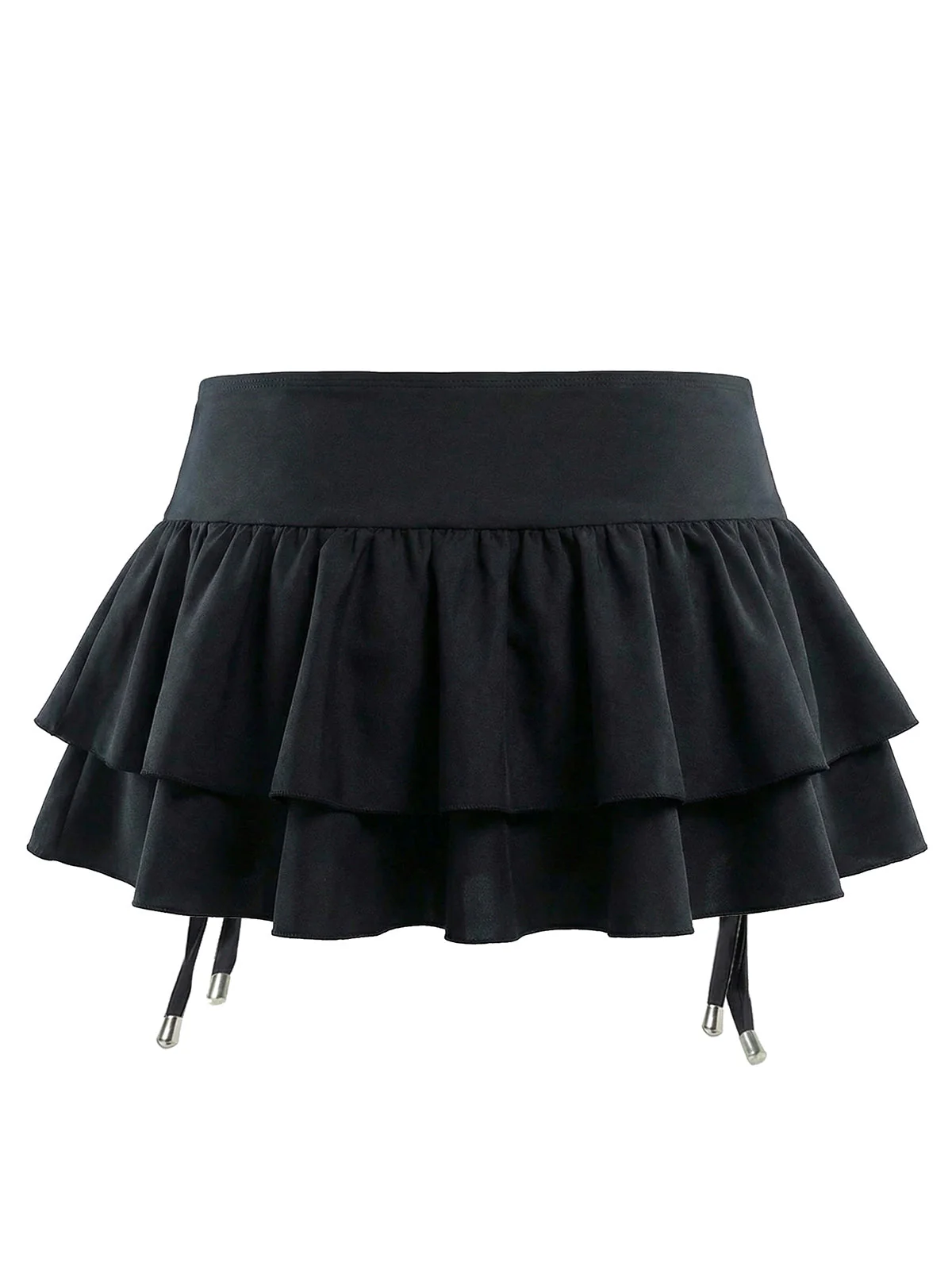 [Pre-Sale] Black 1950s Halter Lace Up Bikini Set & Tiered Cover Up - Image 6