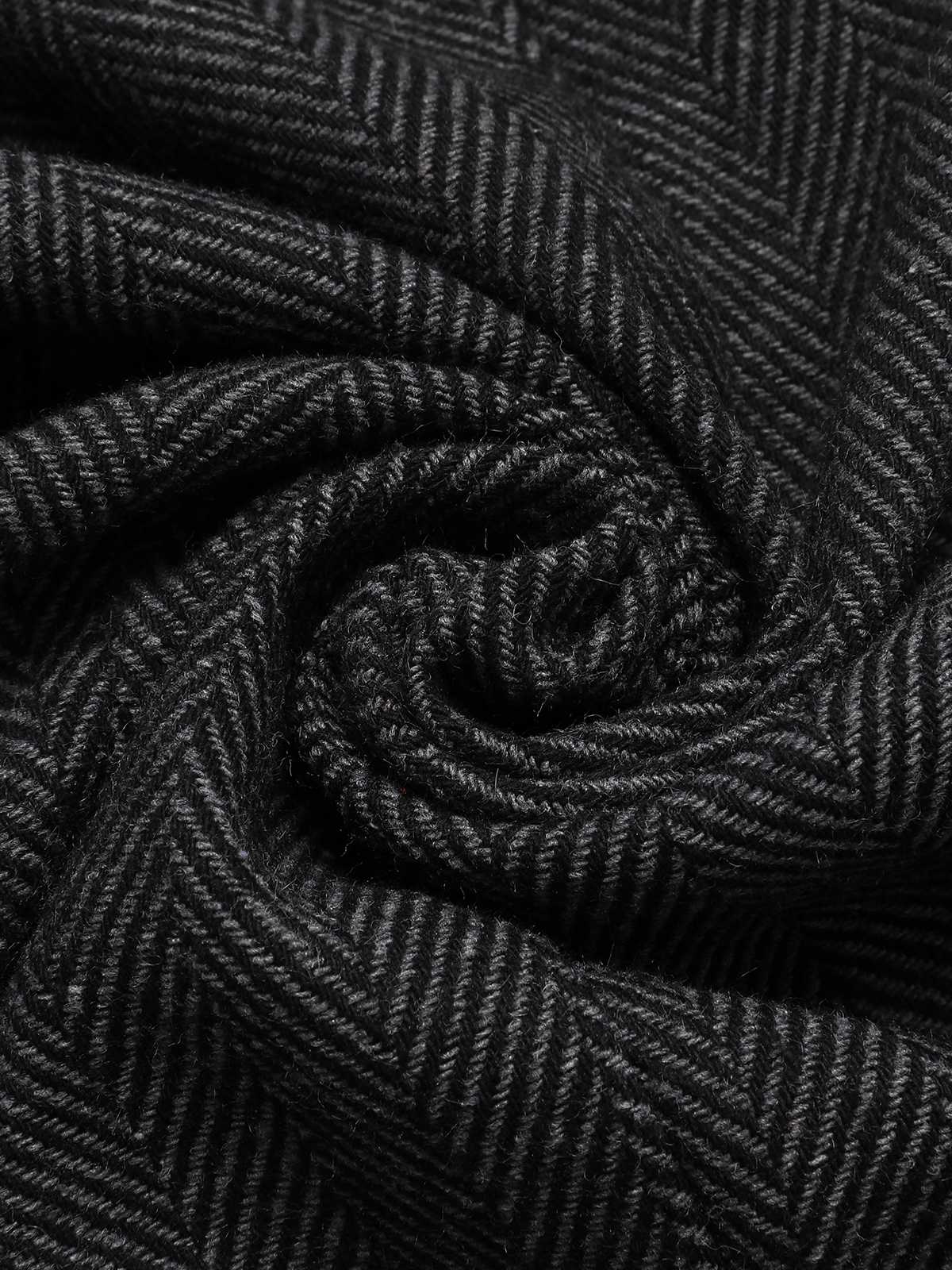 Black 1950s Lapel Ruffles Double Breasted Jacket - Image 4