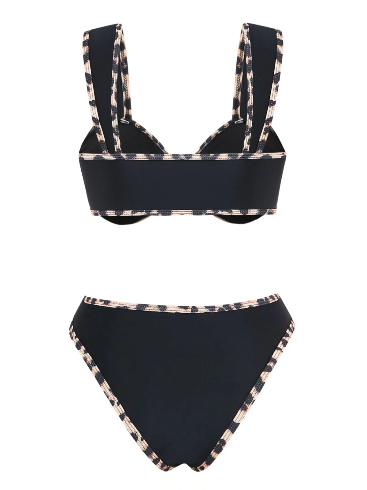 Black 1950s Leopard Trim Metal Starfish Bikini Set - Image 3
