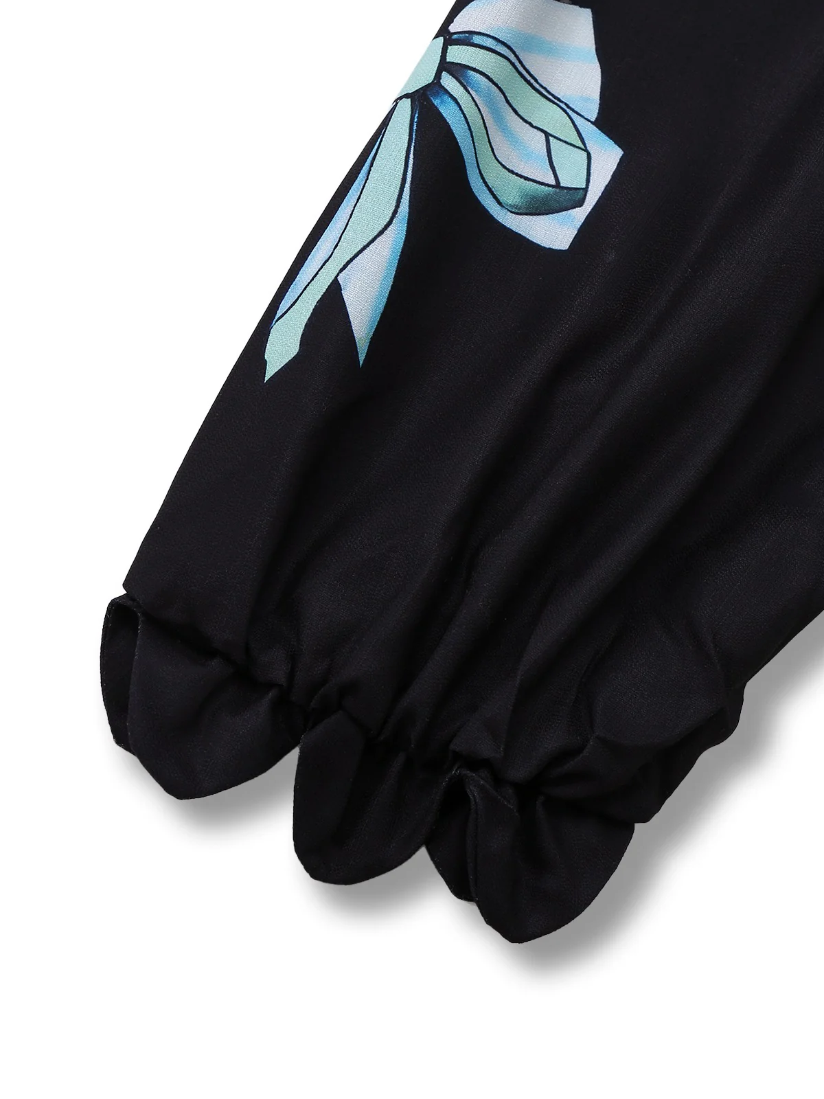 Black 1950s Lobster Zigzag Neck Lantern Sleeve Dress - Image 6