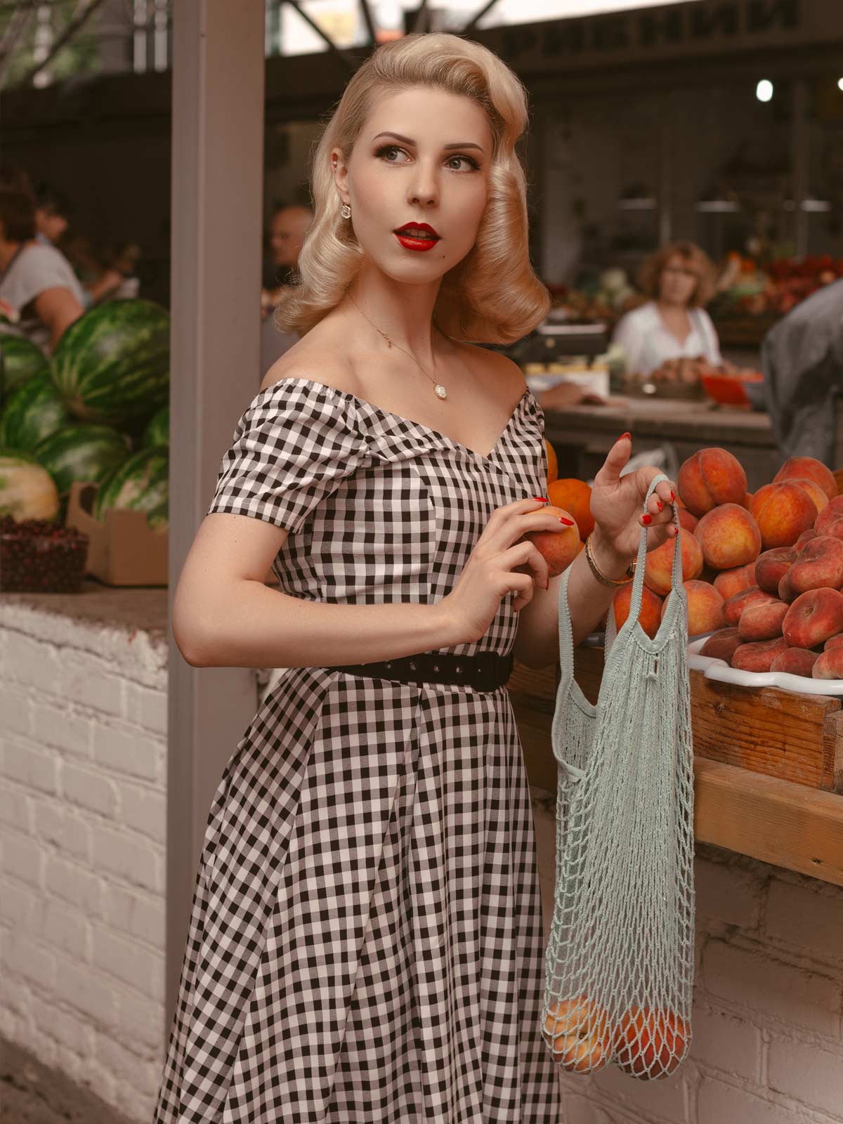 Black 1950s Plaid Swing Dress - Image 16