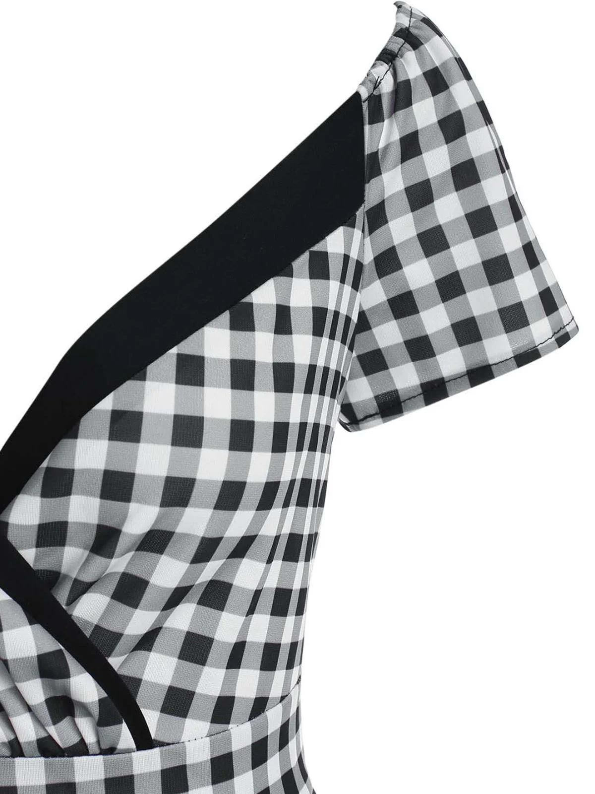 Black 1950s Plaids Button Swing Dress - Image 3