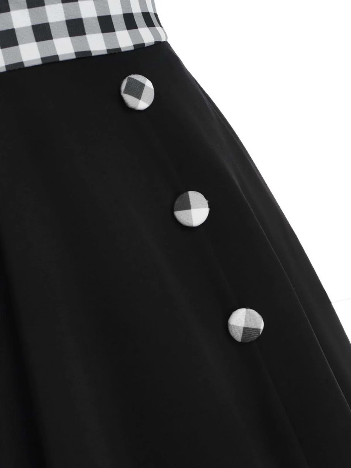 Black 1950s Plaids Button Swing Dress - Image 4