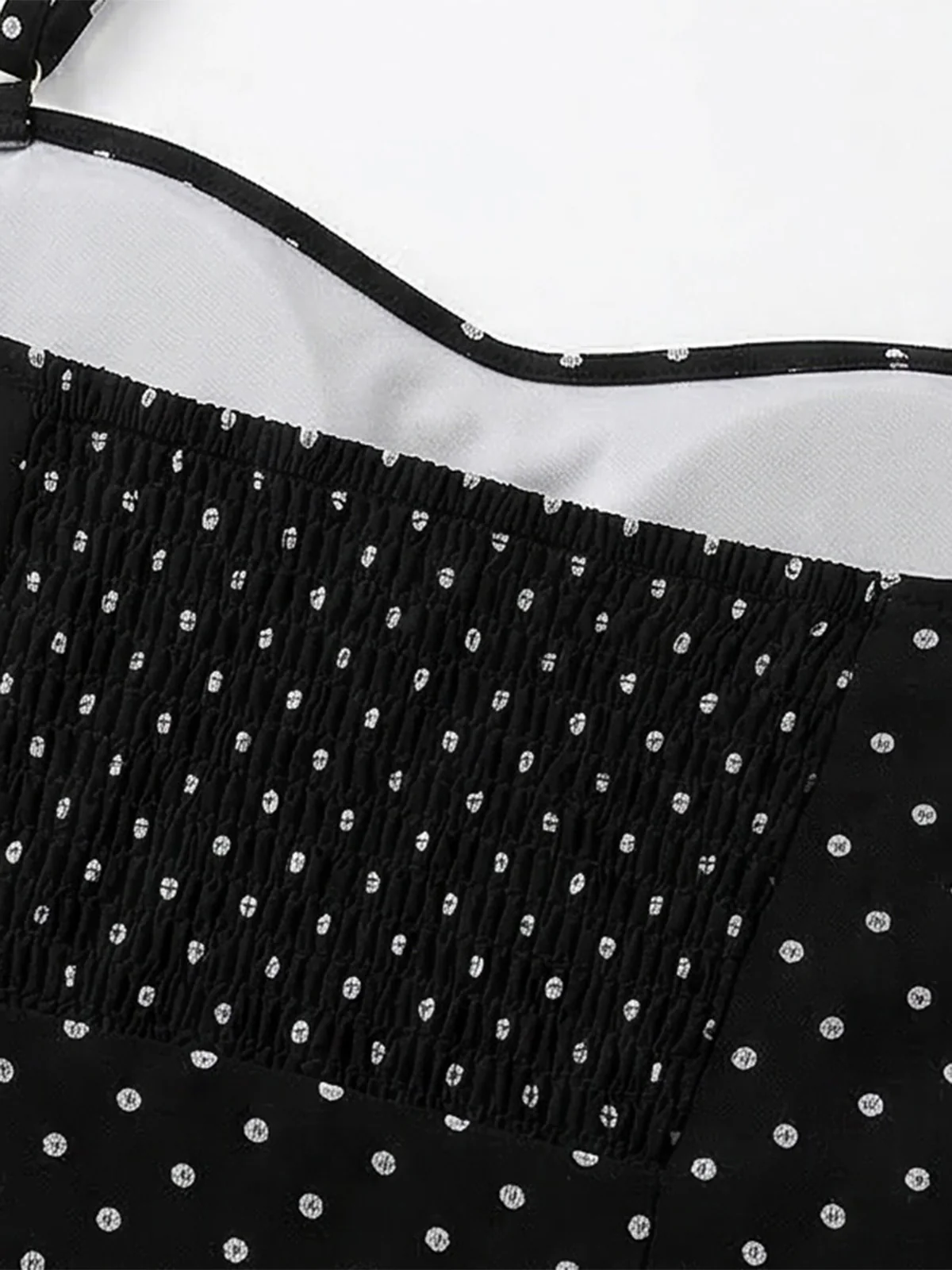 Black 1950s Polka Dot Halter Backless Swim Dress - Image 7
