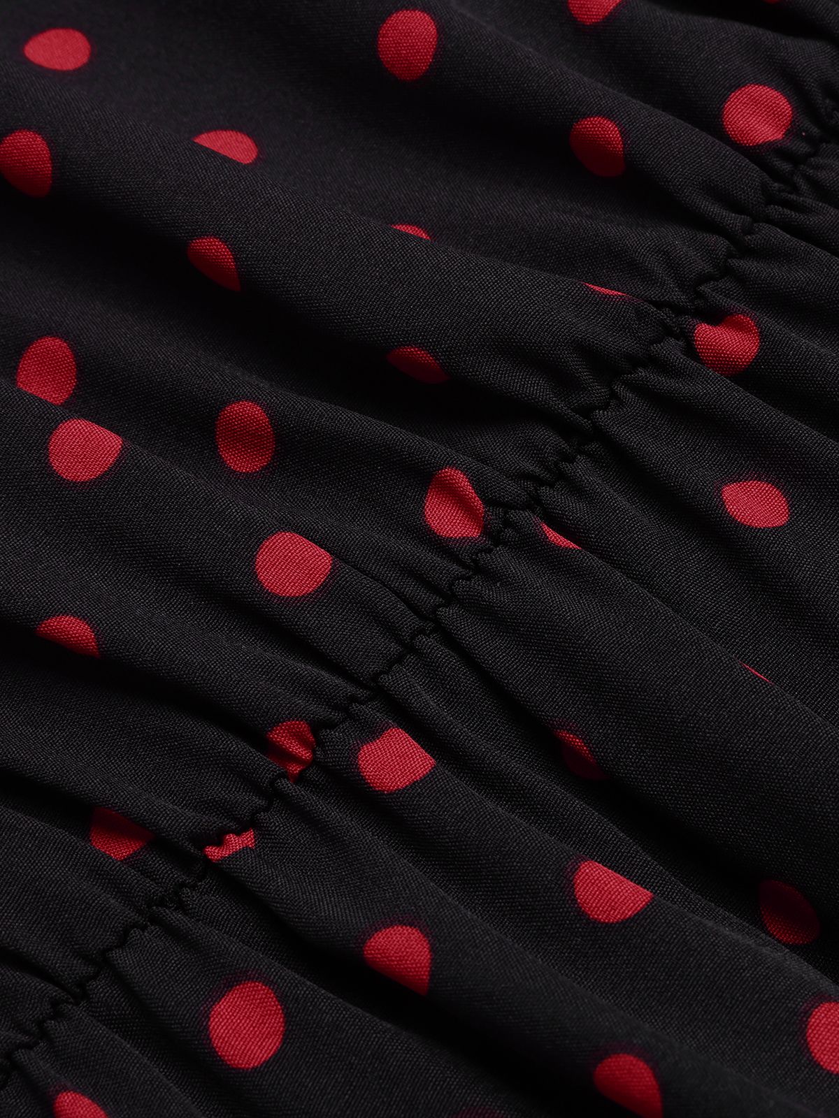 Black 1950s Polka Dot Long Sleeves Dress - Image 4