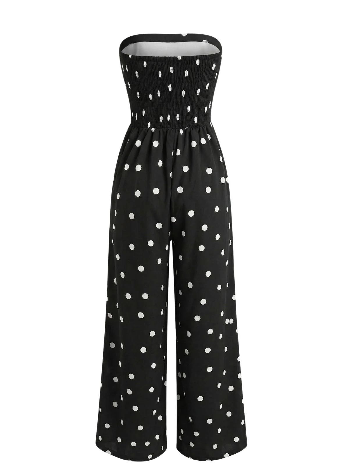 Black 1950s Polka Dot Strapless Wide Leg Jumpsuit - Image 4