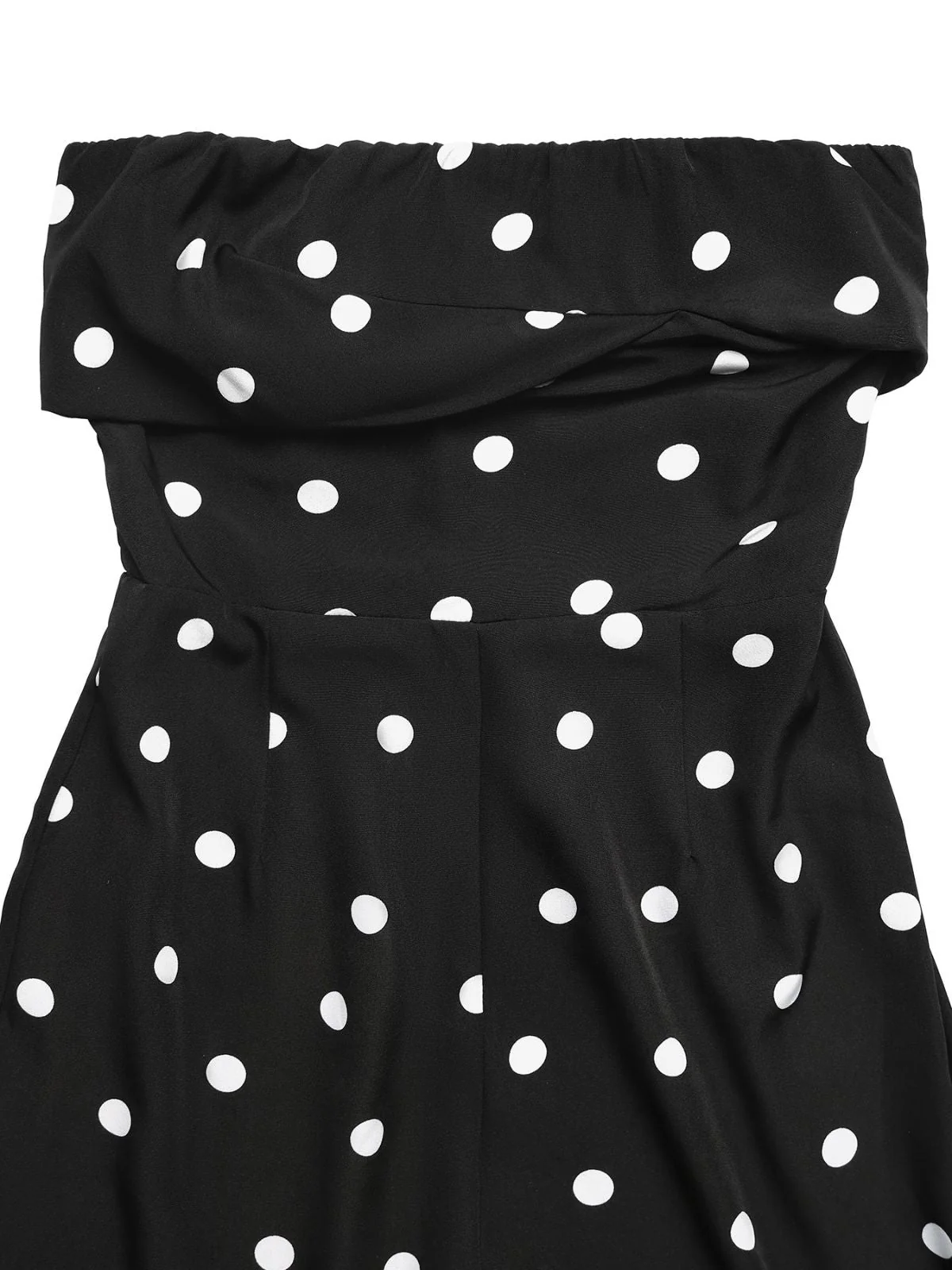 Black 1950s Polka Dot Strapless Wide Leg Jumpsuit - Image 6