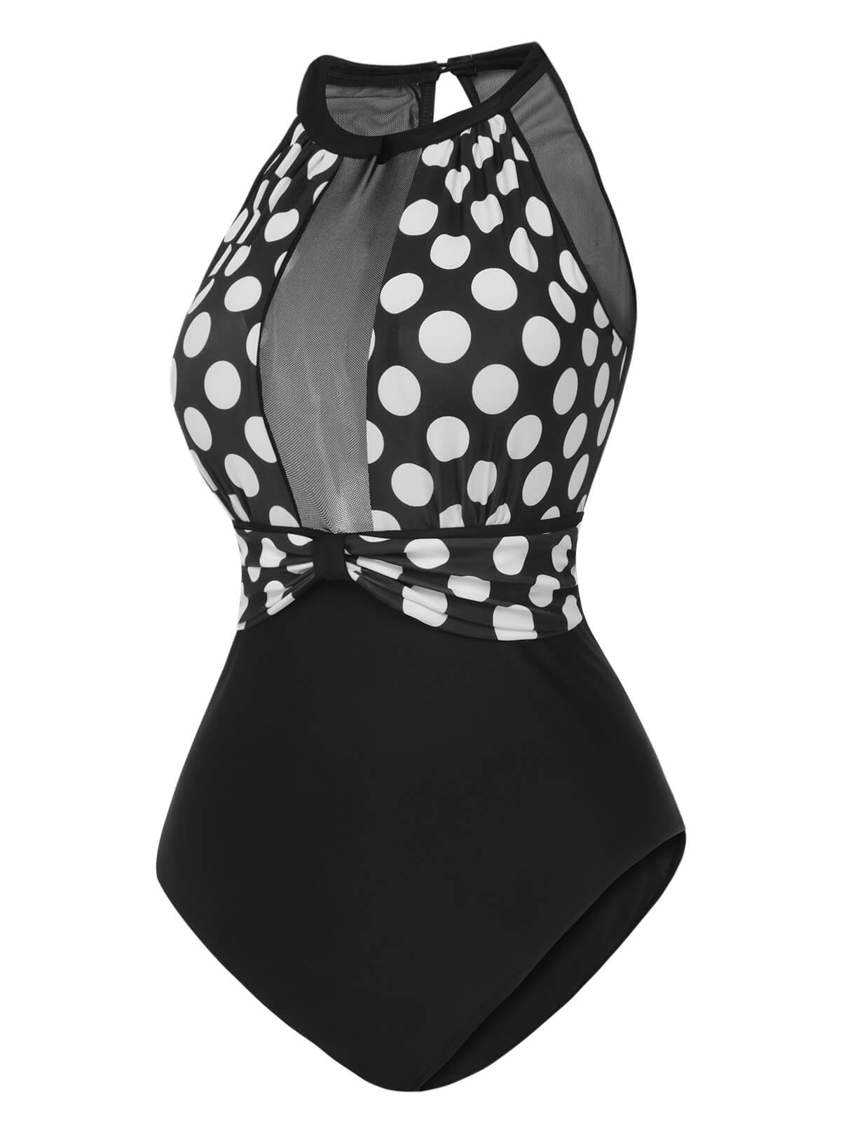 Black 1950s Polka Dot Swimsuit - Image 3