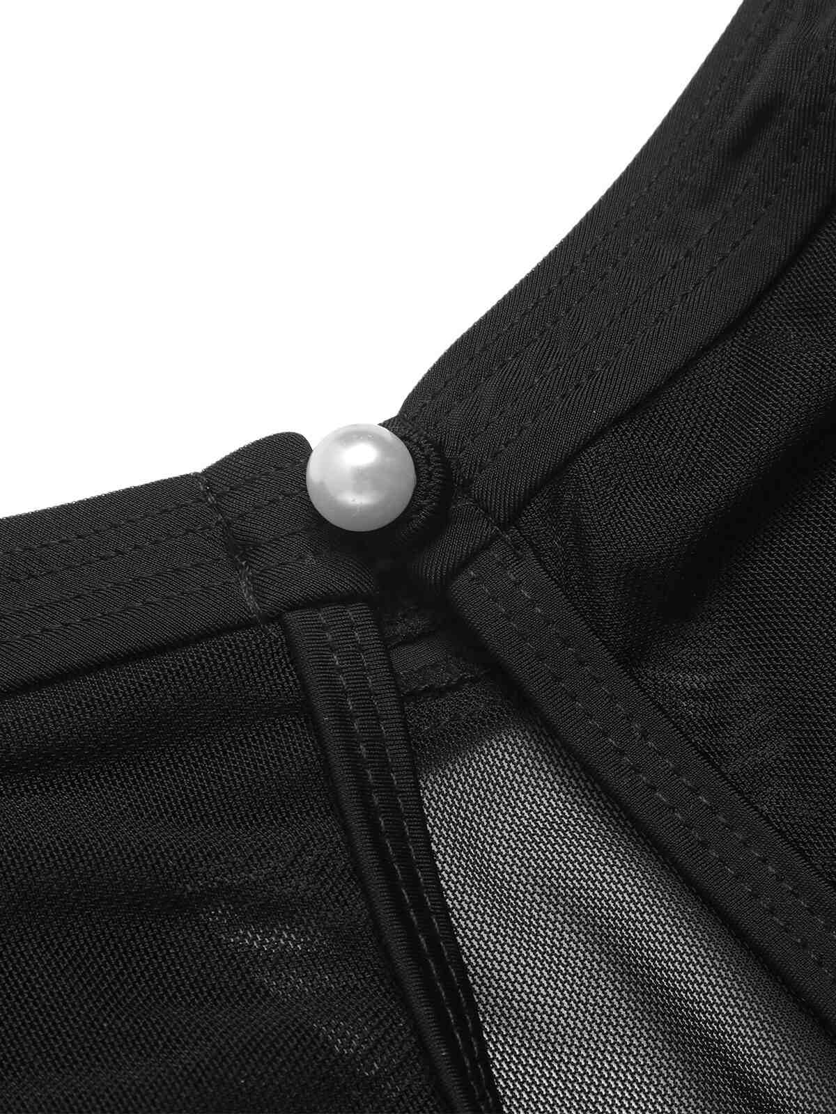 Black 1950s Polka Dot Swimsuit - Image 6