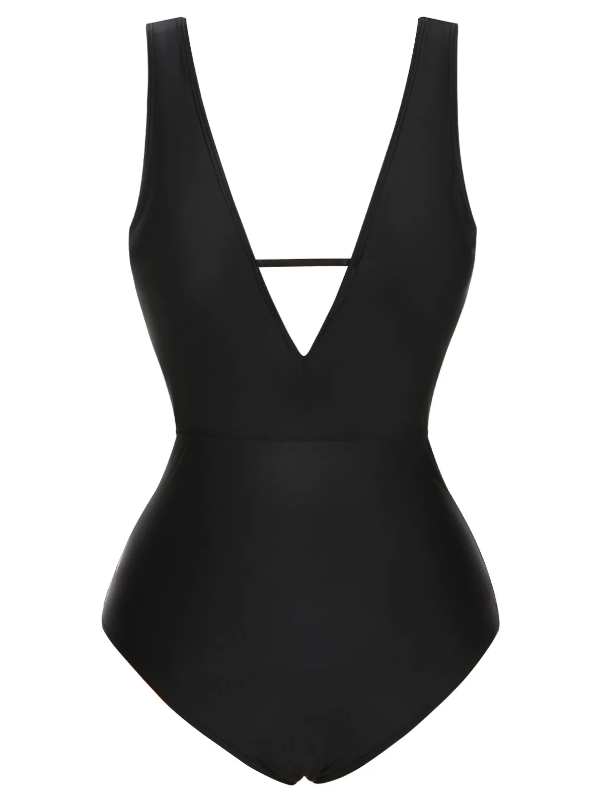 Black 1950s Polka Dot V-Neck Bow Swimsuit - Image 2