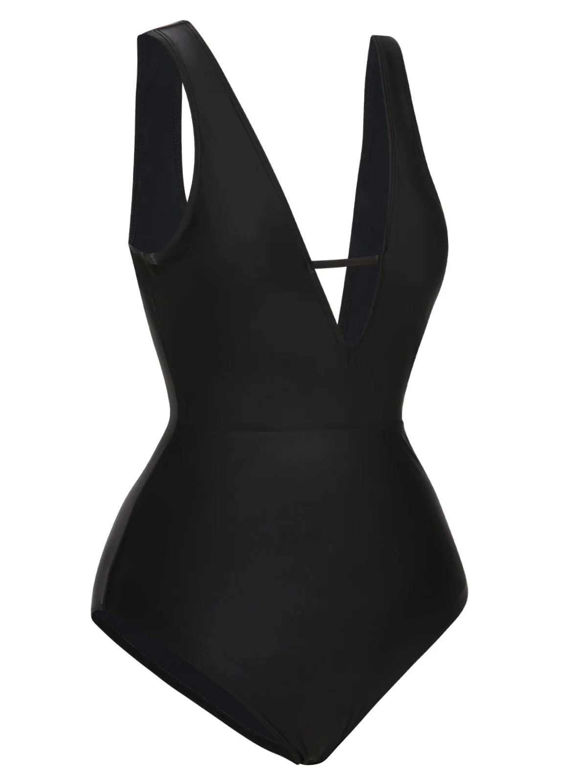 Black 1950s Polka Dot V-Neck Bow Swimsuit - Image 3