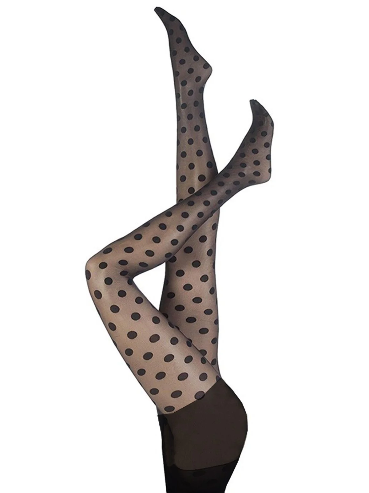 Black 1950s Polka Dot Vintage Stockings - Image 2
