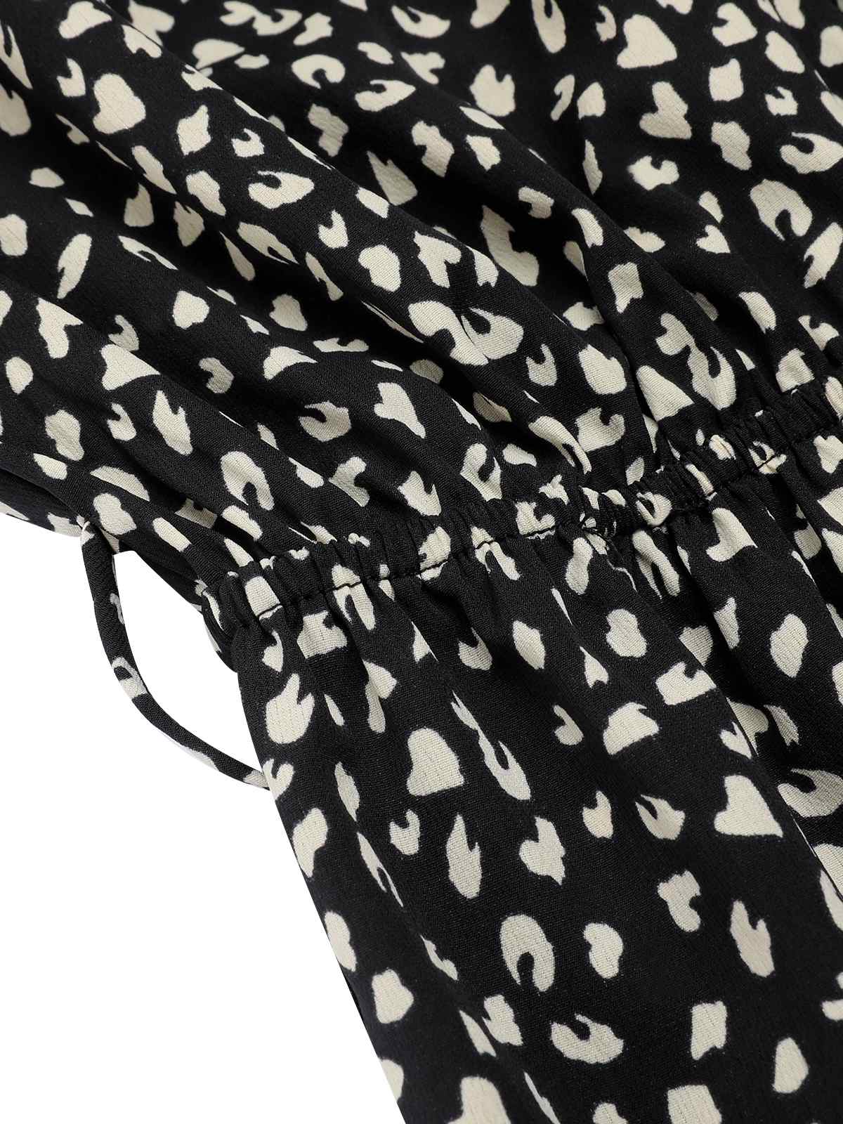 Black 1950s Printed V-Neck Belted Romper - Image 5