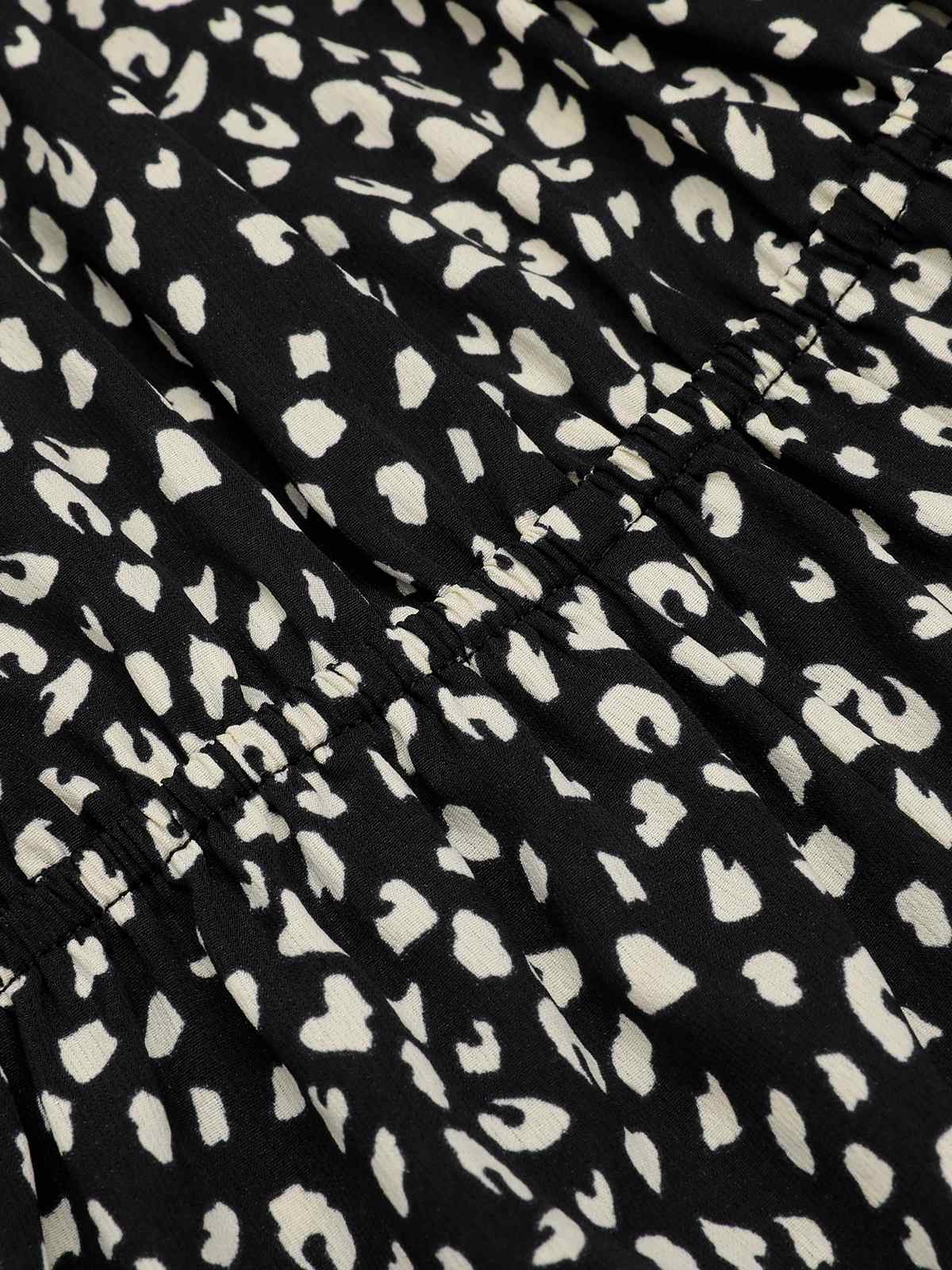 Black 1950s Printed V-Neck Belted Romper - Image 6