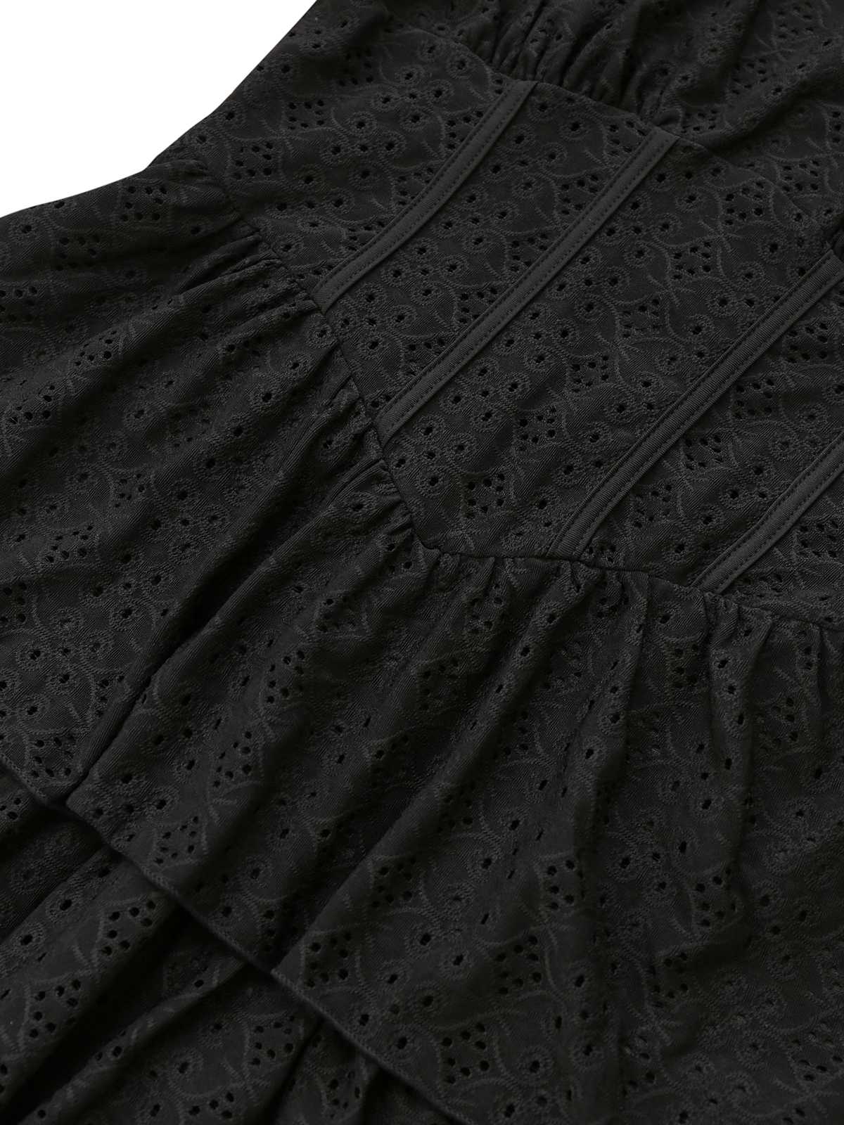 Black 1950s Puff Corset Hollow Knit Dress - Image 4