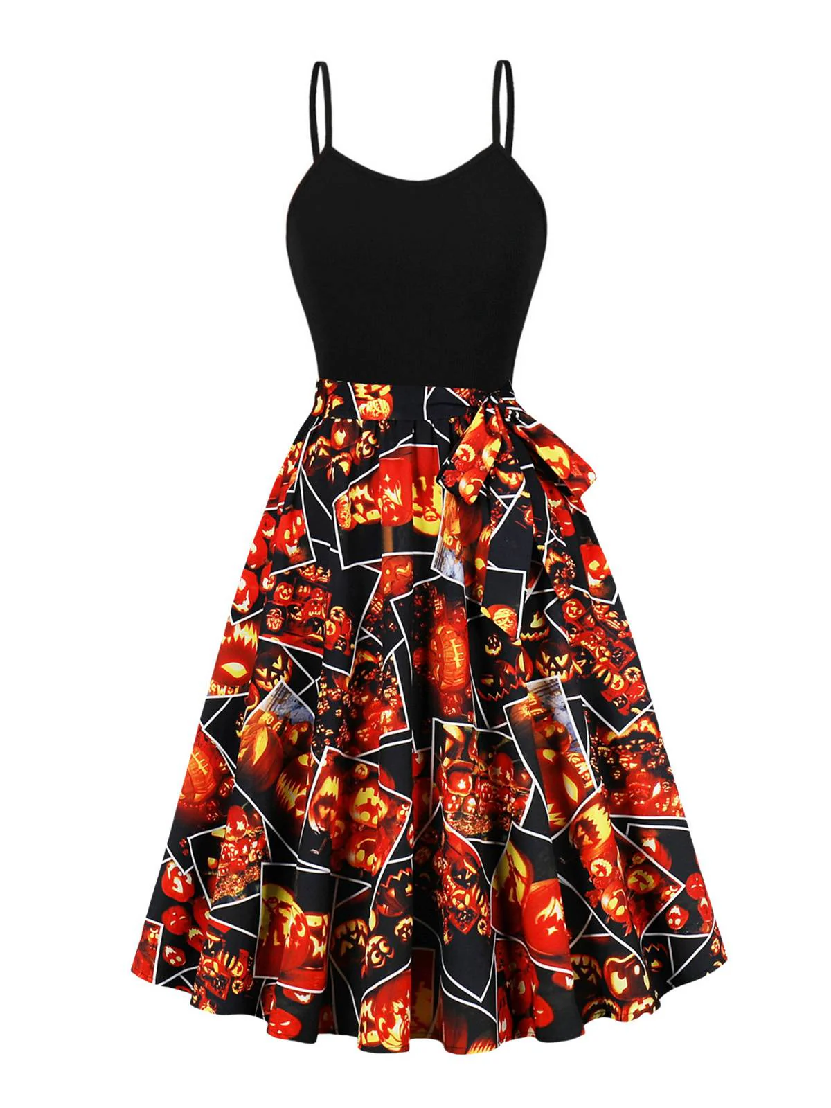 Black 1950s Pumpkin Halloween Swing Dress & Bolero Jacket - Image 3