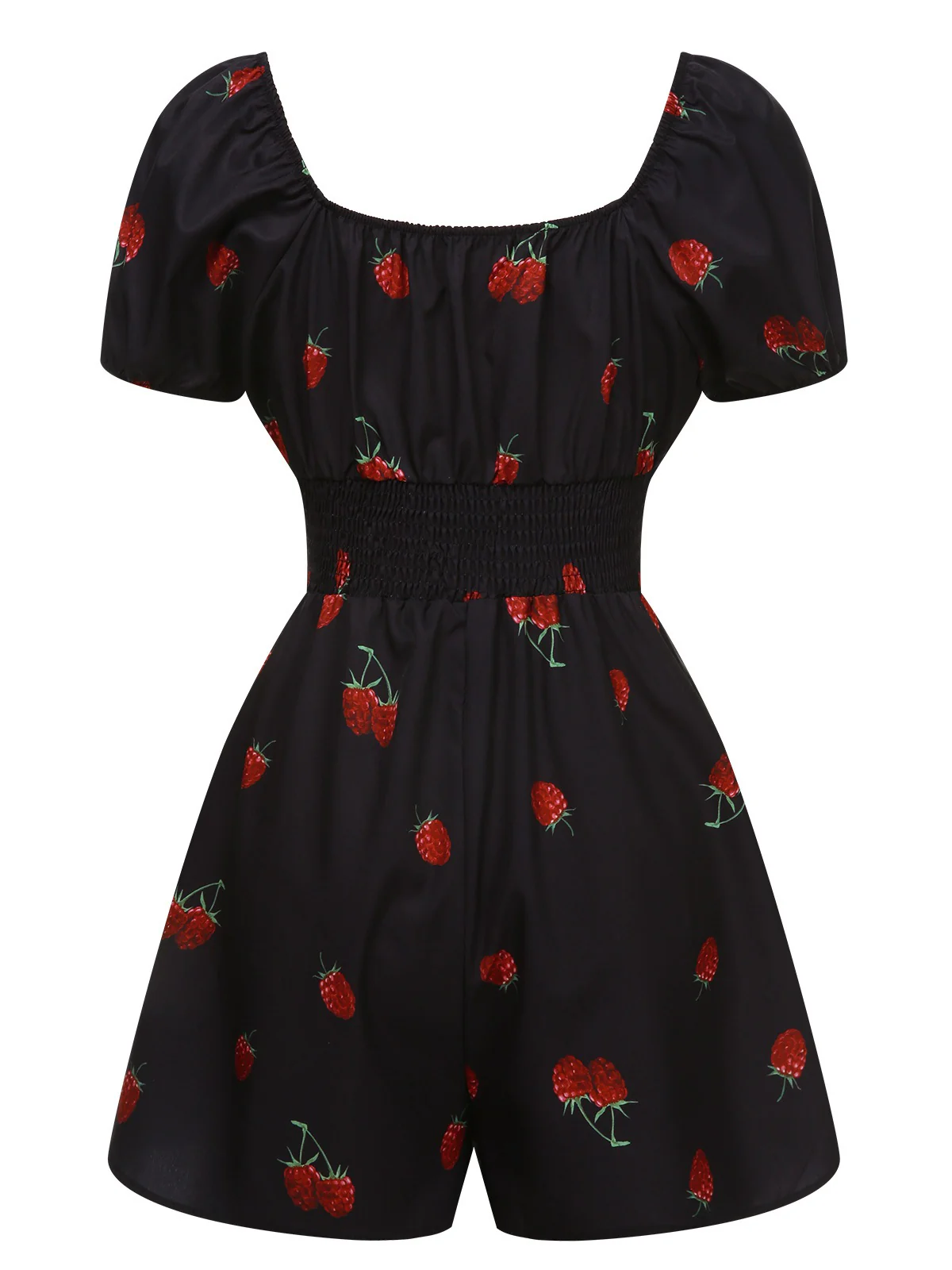 Black 1950s Raspberry Puff Sleeves Romper - Image 5