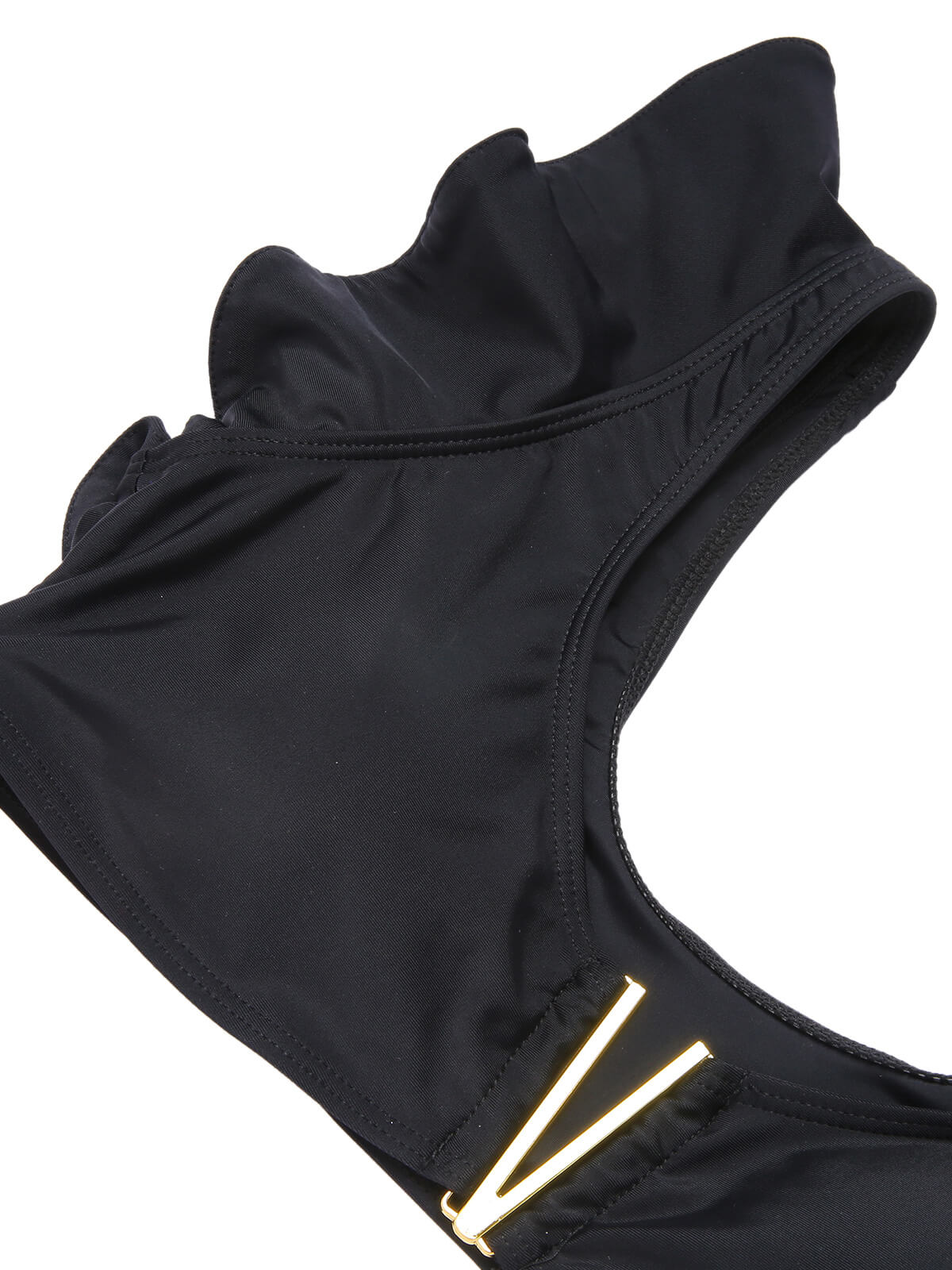 Black 1950s Ruffle Sleeve Split Swimsuit - Image 5