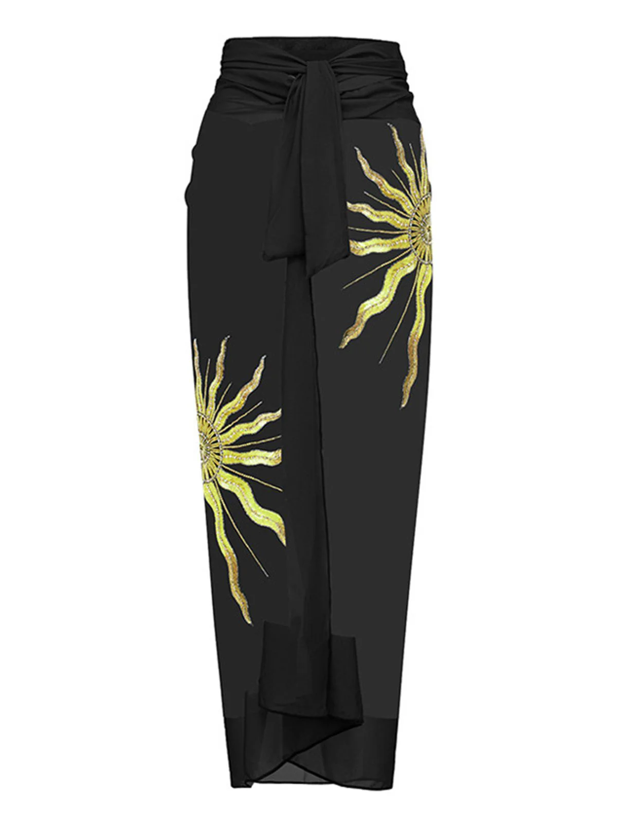 Black 1950s Sequined Sunflower Backless Swimsuit & Cover-Up - Image 5