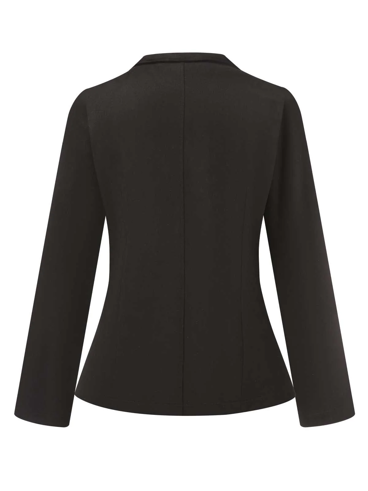 Black 1950s Silver Buttons Solid Coat - Image 2