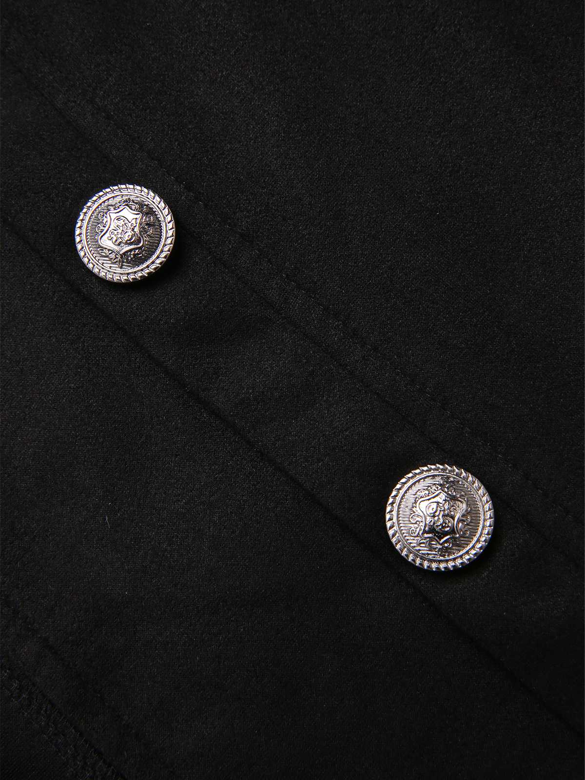 Black 1950s Silver Buttons Solid Coat - Image 3