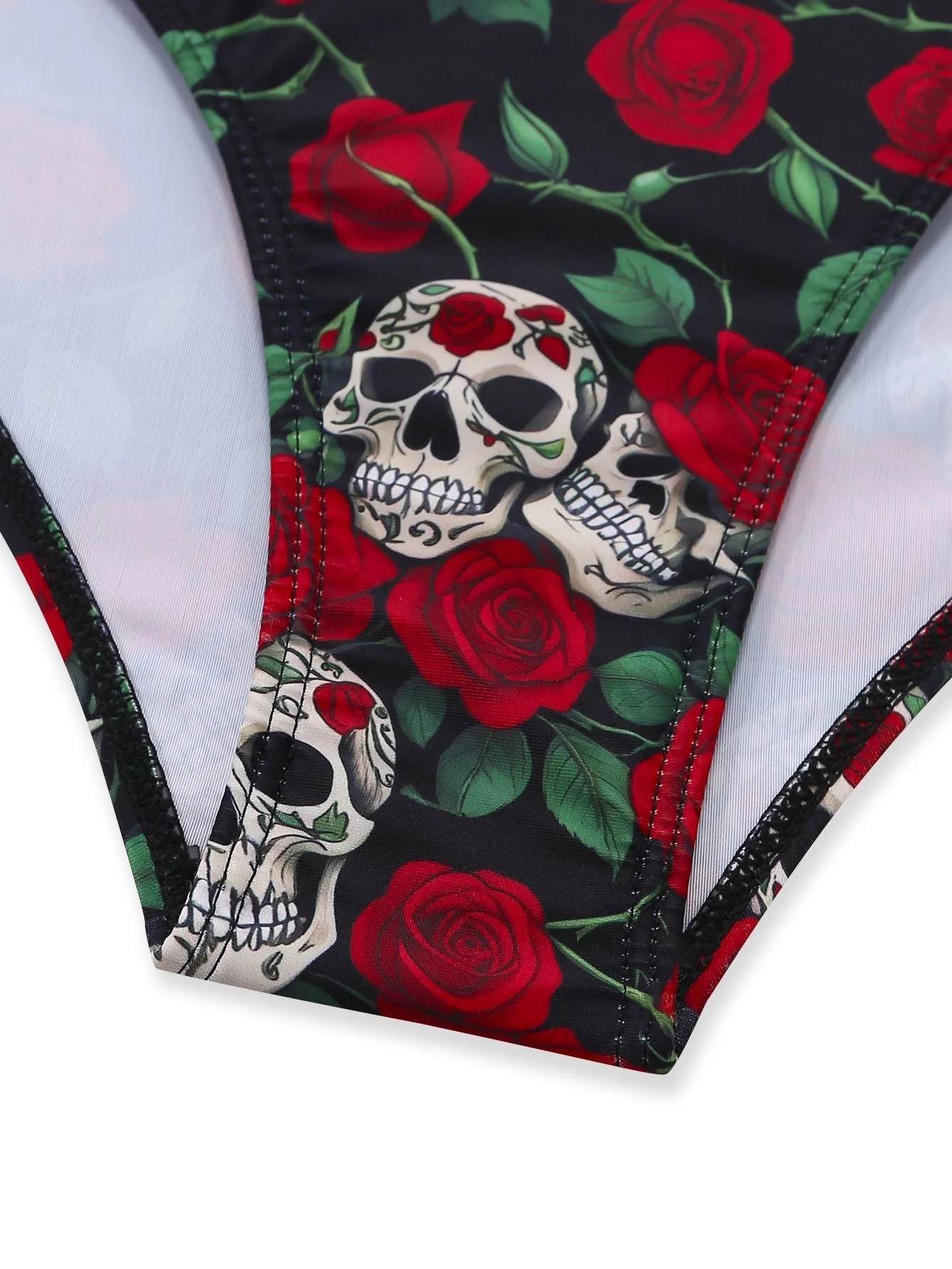 Black 1950s Skeleton Rose Halter Swimsuit - Image 6