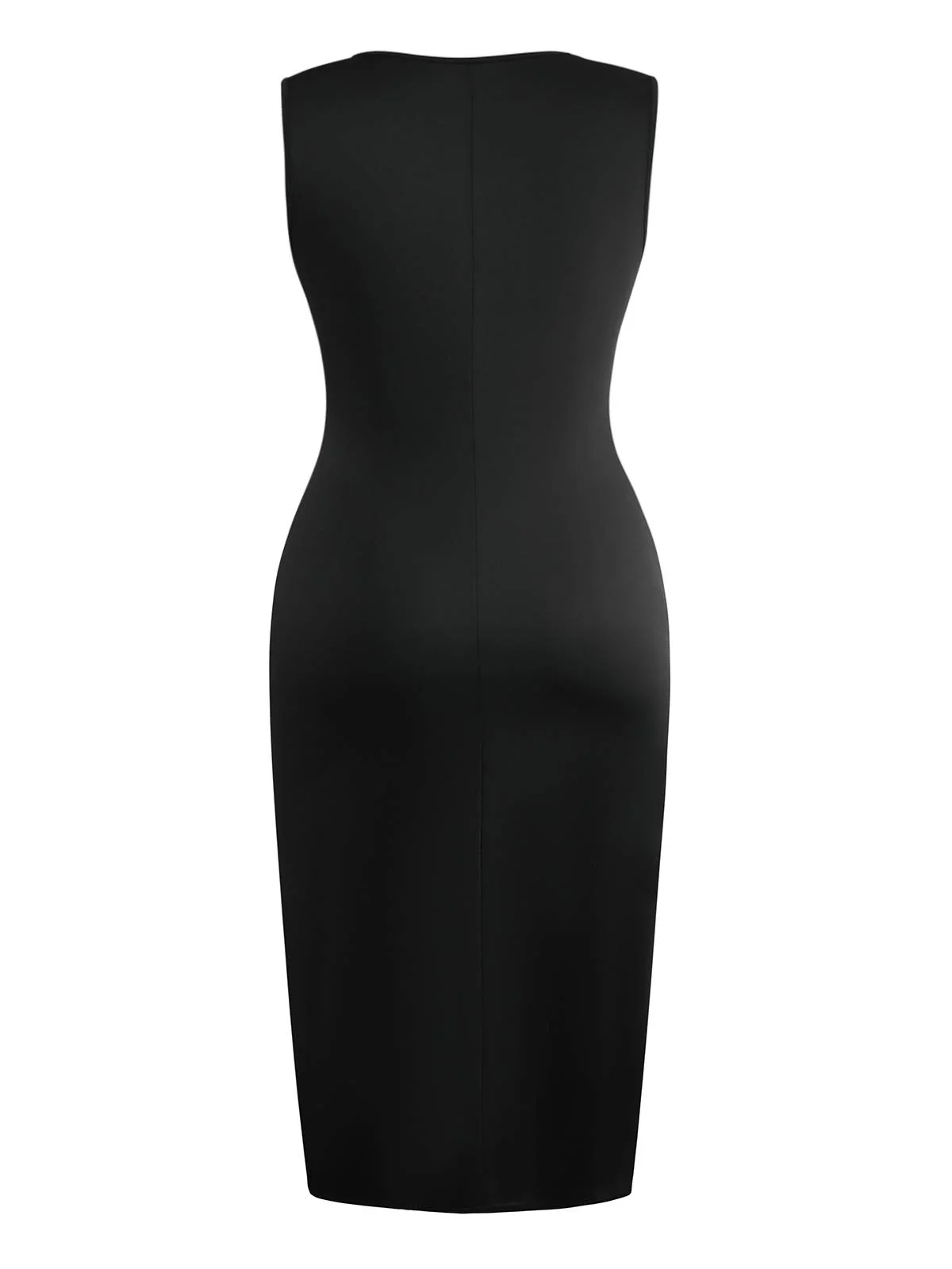 Black 1950s Sleeveless Side-Bow-Slit Maxi Dress - Image 2