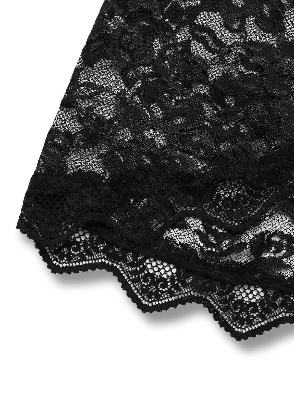 Black 1950s Slip Lace Floral Pajamas - Image 4