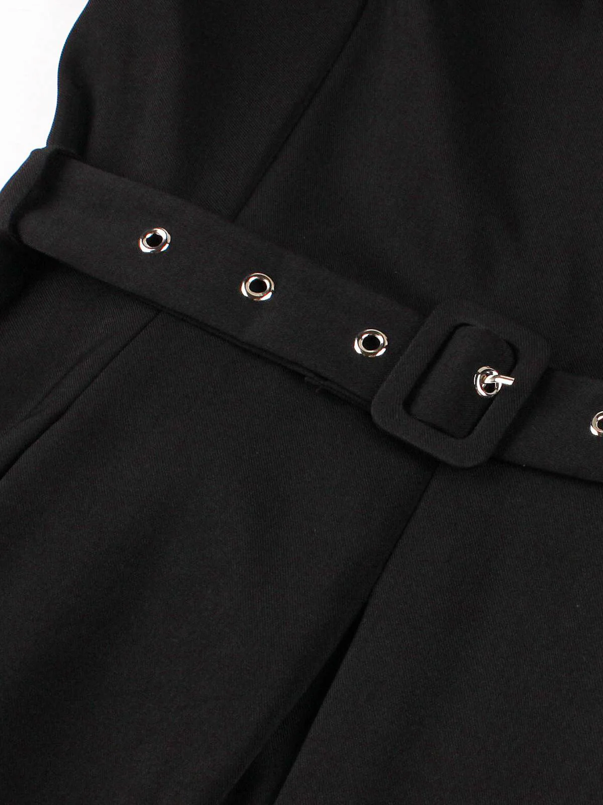 Black 1950s Solid 3D Rose Lapel Swing Dress - Image 6