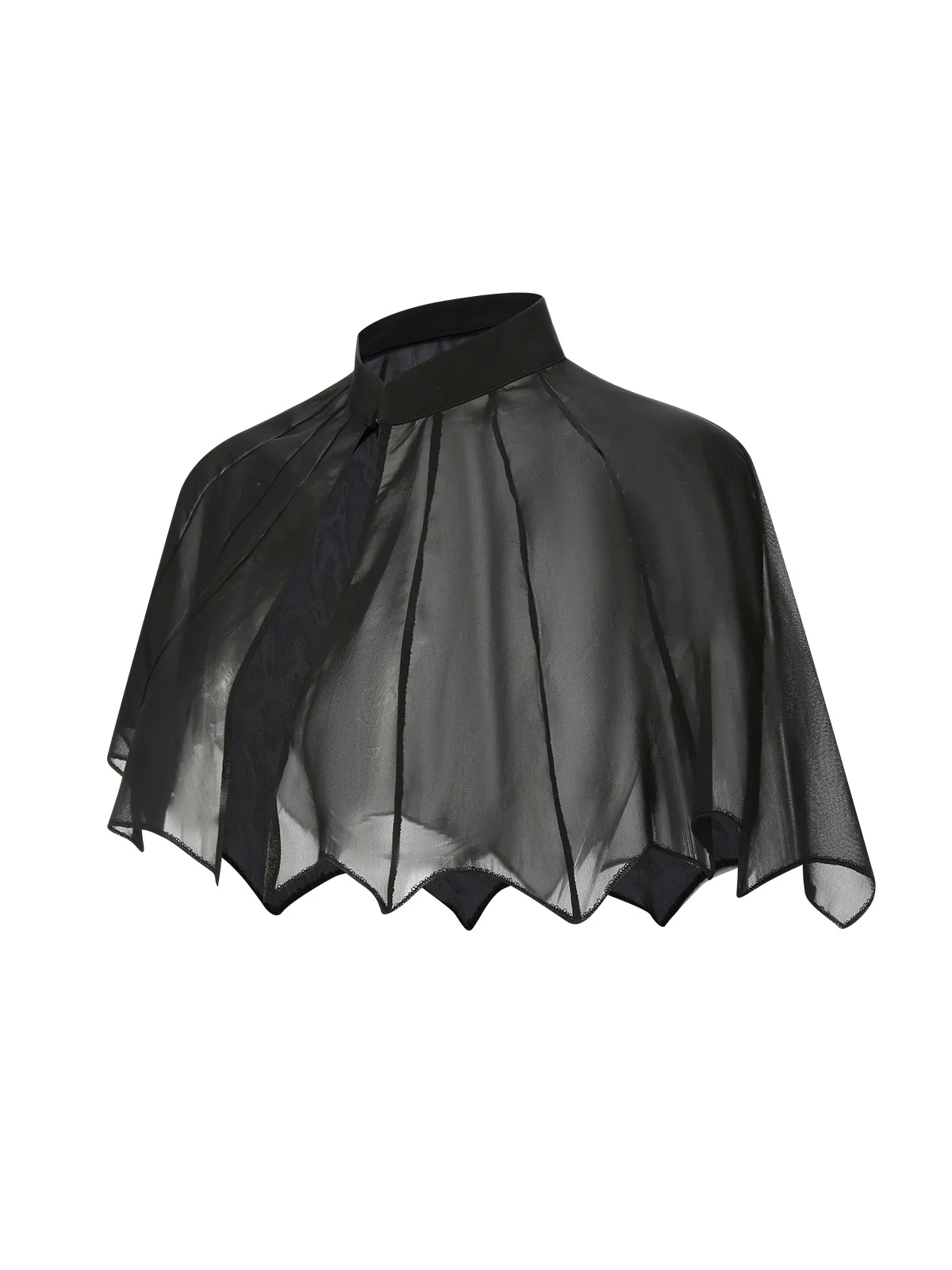 Black 1950s Solid Bat Wing Sheer Cape - Image 2