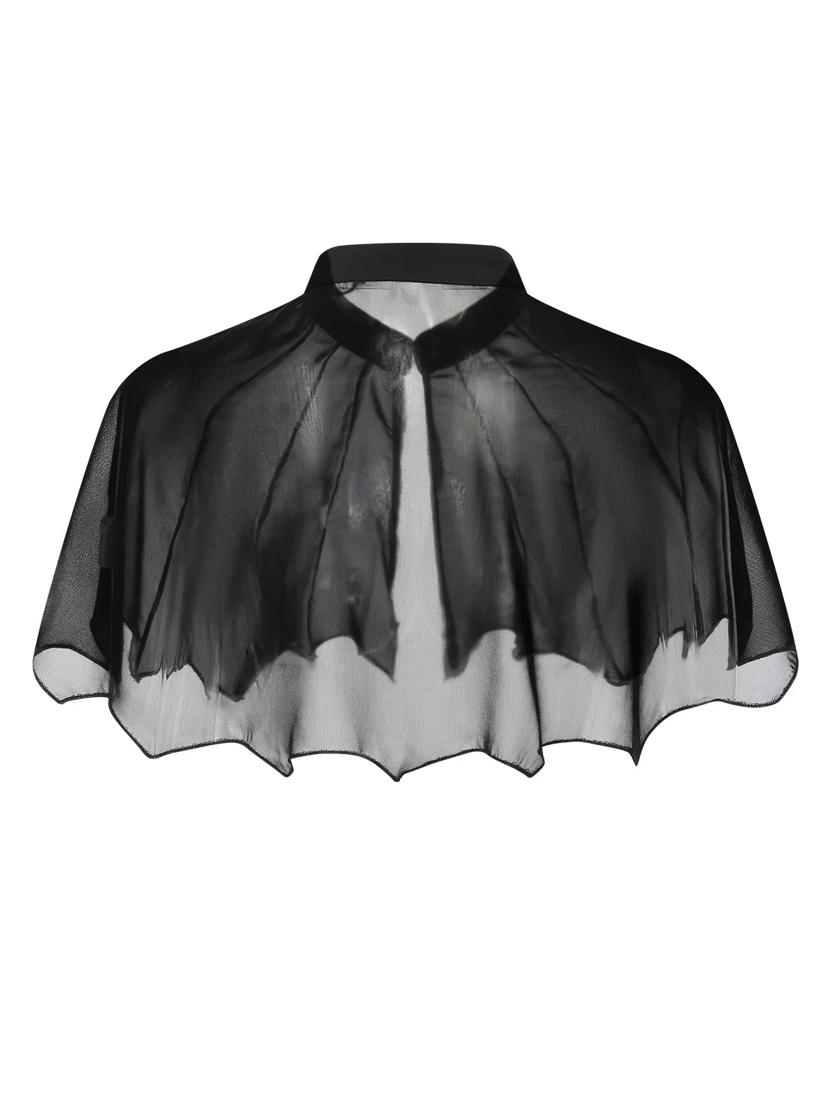 Black 1950s Solid Bat Wing Sheer Cape - Image 3