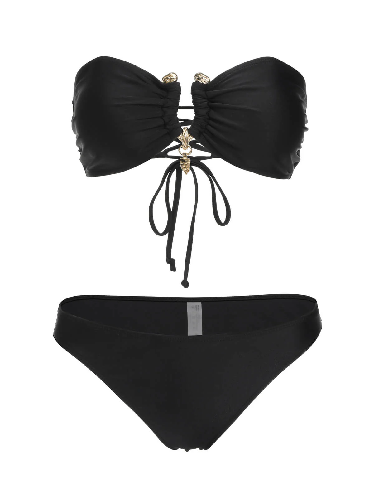 Black 1950s Solid Bikini Set With Skirt - Image 4