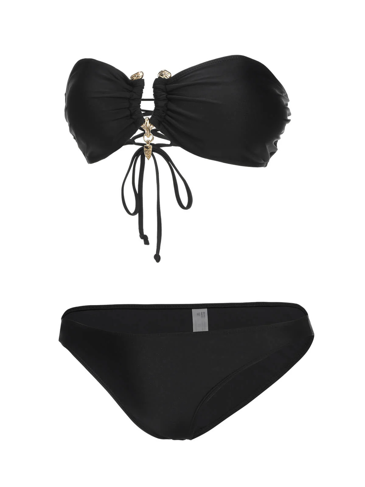 Black 1950s Solid Bikini Set With Skirt - Image 5