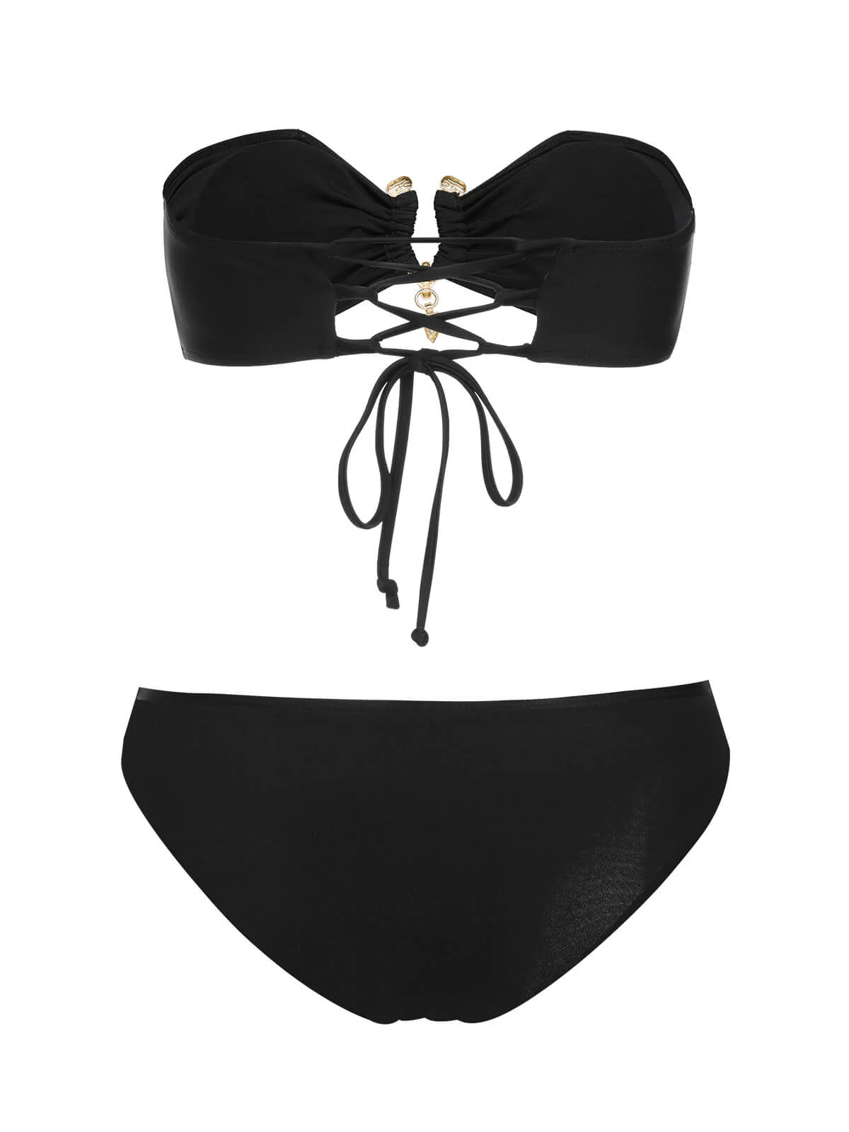Black 1950s Solid Bikini Set With Skirt - Image 6