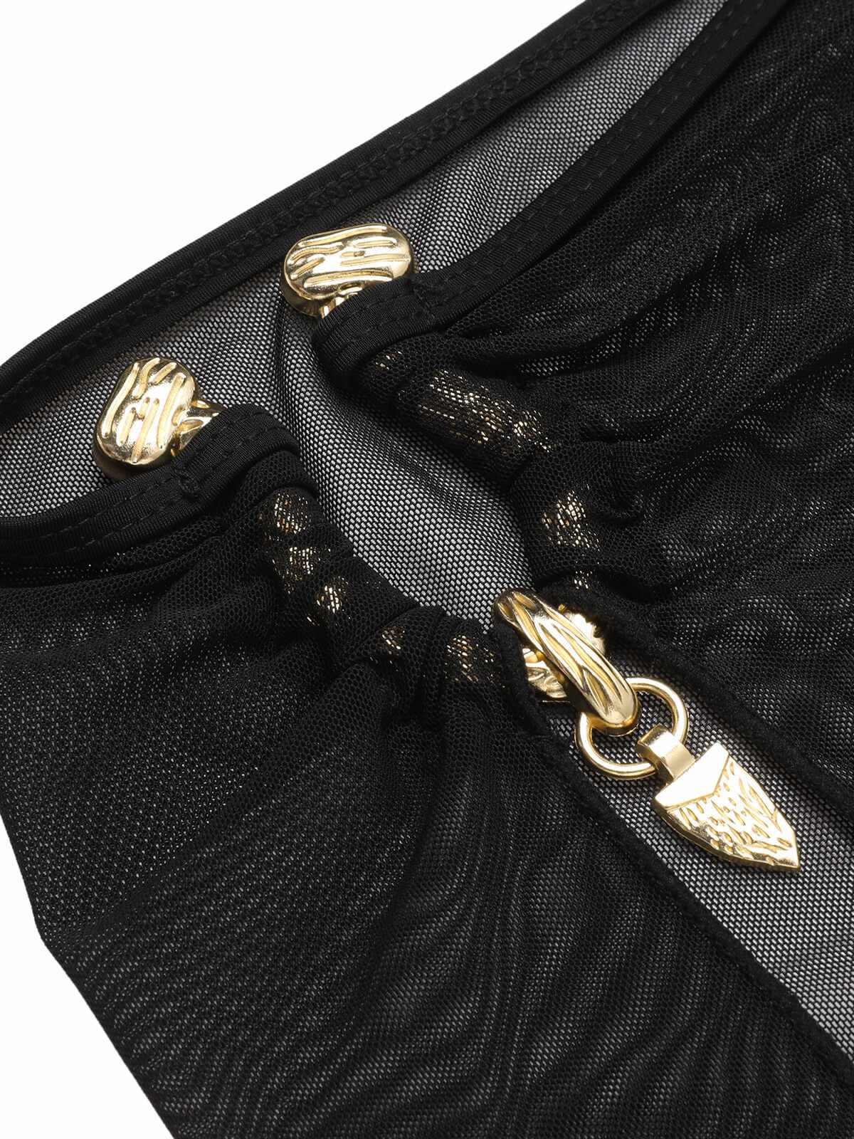 Black 1950s Solid Bikini Set With Skirt - Image 7