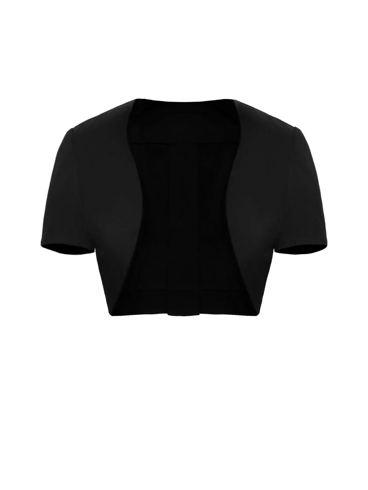 Black 1950s Solid Bow Short Jacket - Image 2