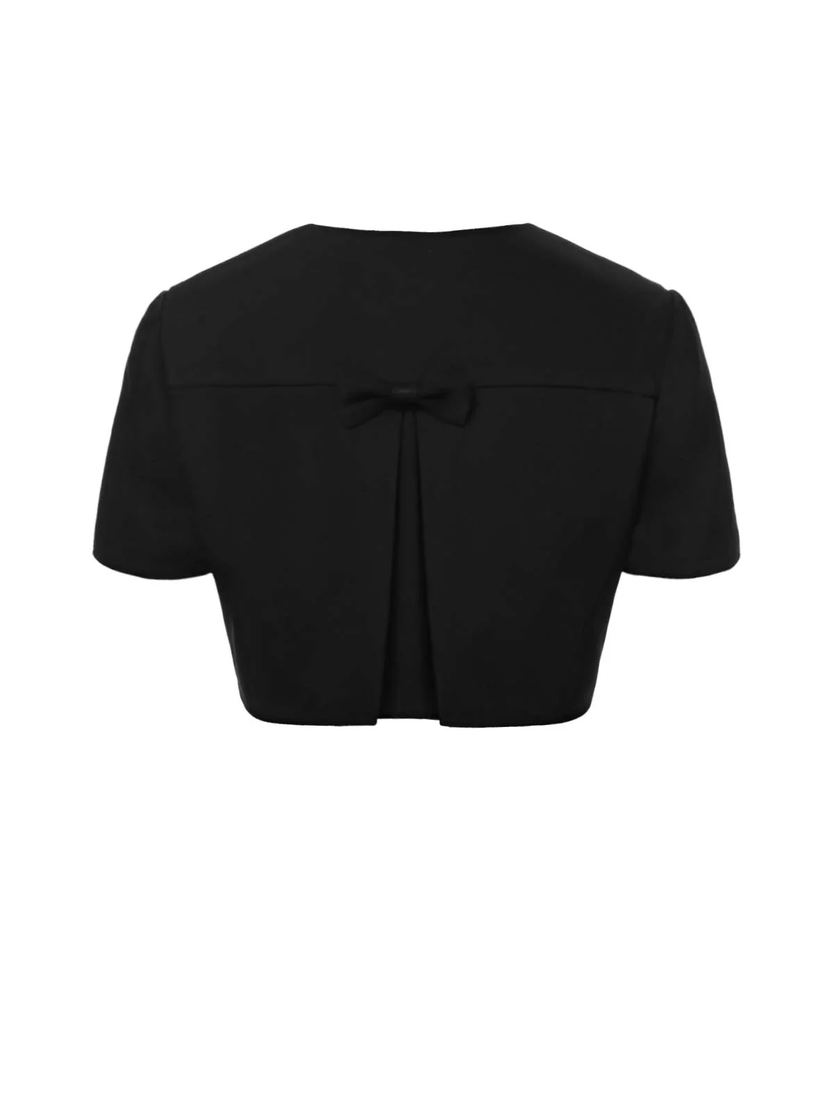 Black 1950s Solid Bow Short Jacket - Image 4