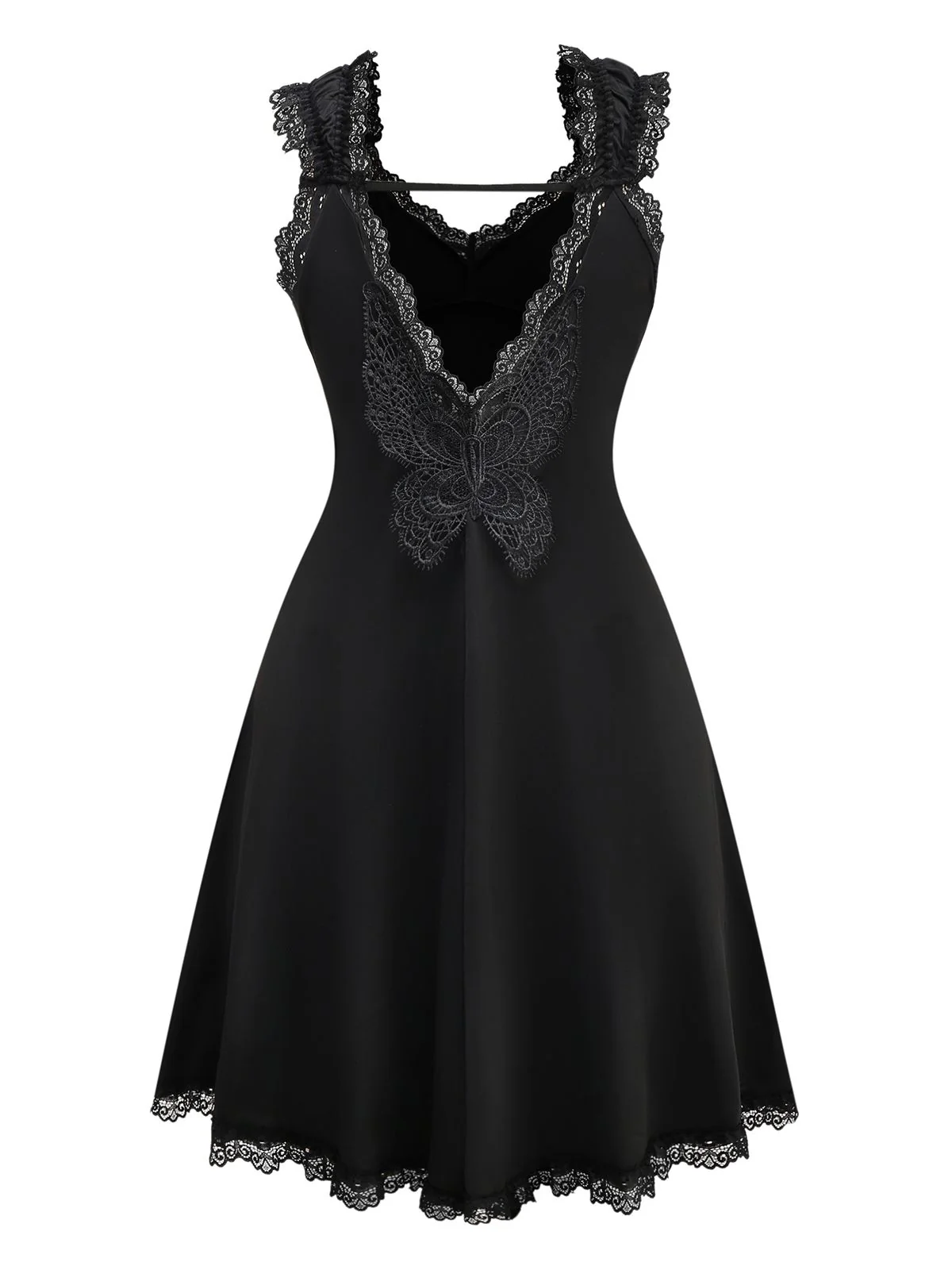 Black 1950s Solid Butterfly Backless Nightdress - Image 2