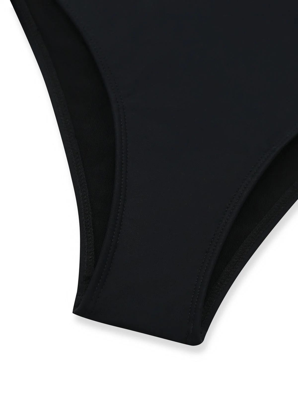 Black 1950s Solid Deep V Tummy Control One-Piece Swimsuit - Image 9