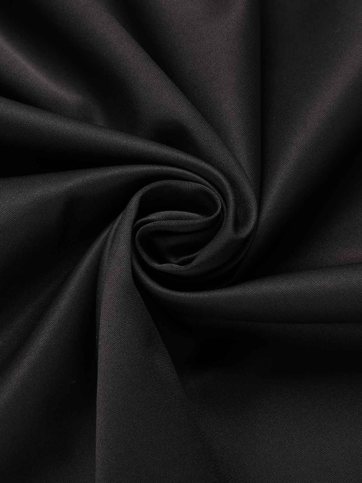 Black 1950s Solid Elastic Waist Pleated Skirt - Image 6