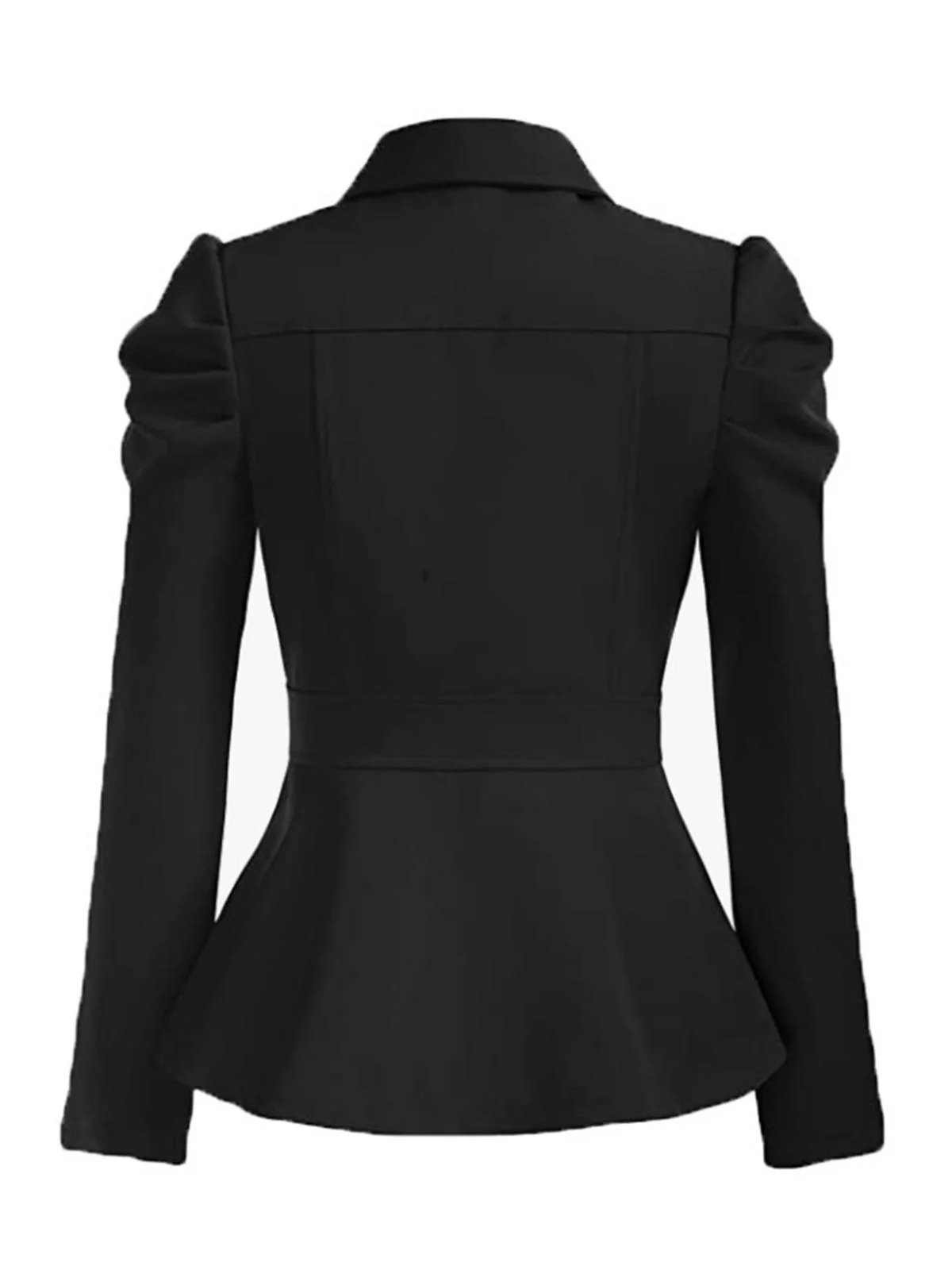 Black 1950s Solid Gigot Sleeves Blazer - Image 2