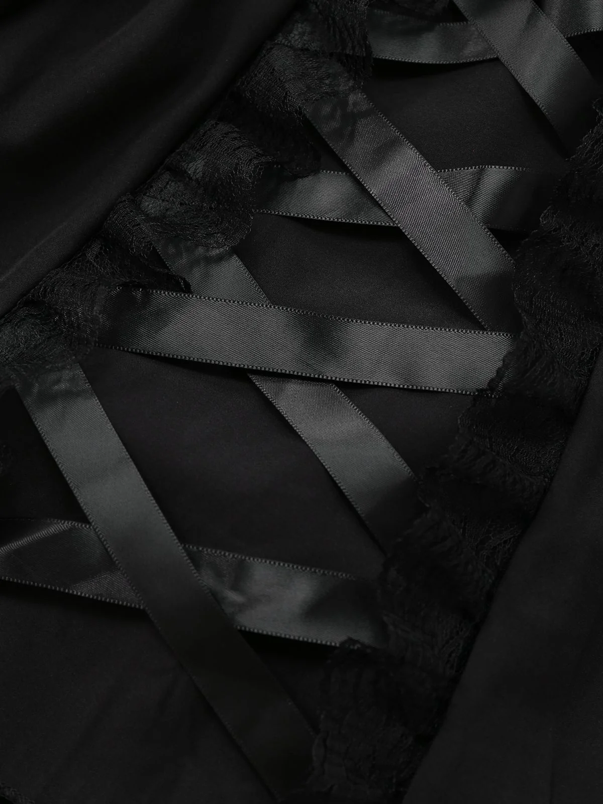 Black 1950s Solid Gothic Lace-Up Dress - Image 4