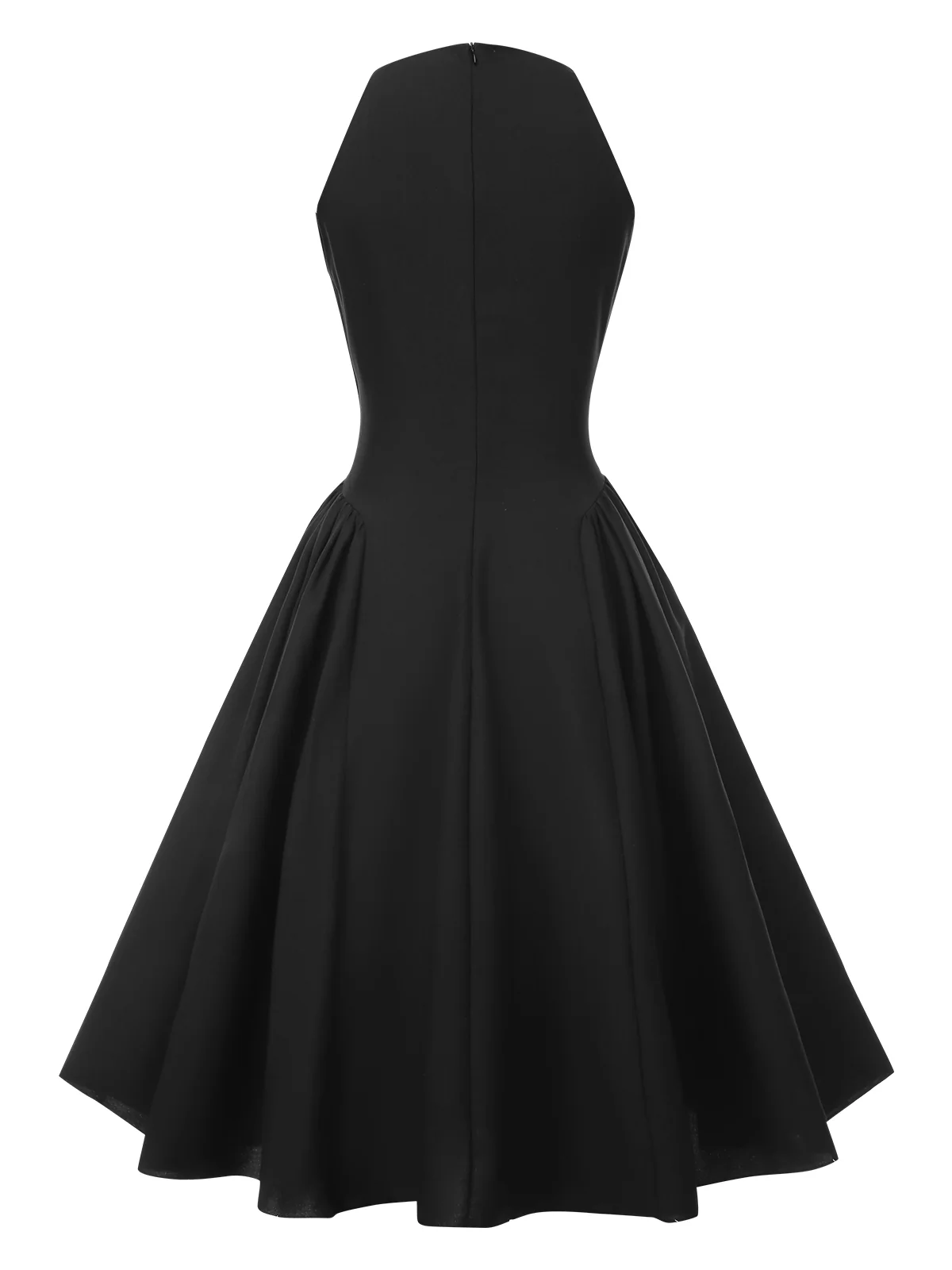 Black 1950s Solid Keyhole Sleeveless Dress - Image 4