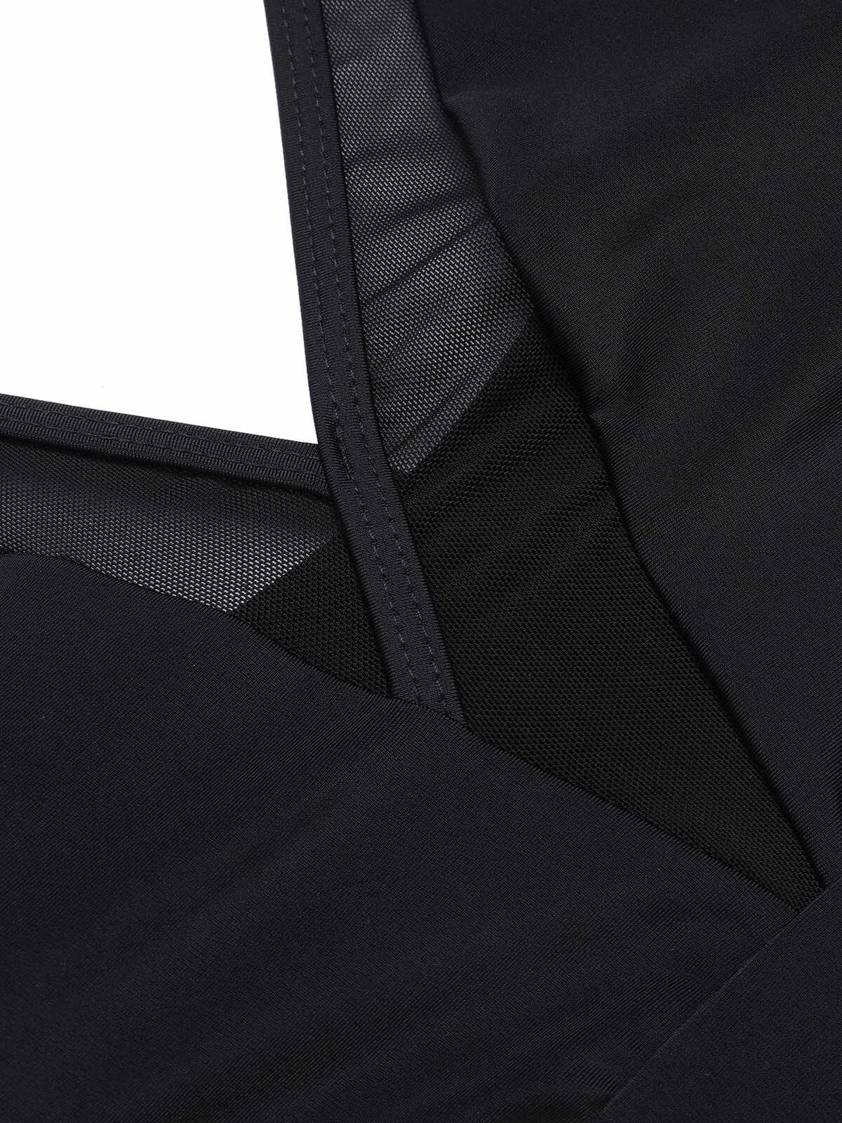 Black 1950s Solid Ruffle Sleeve One-Piece Swimsuit - Image 4