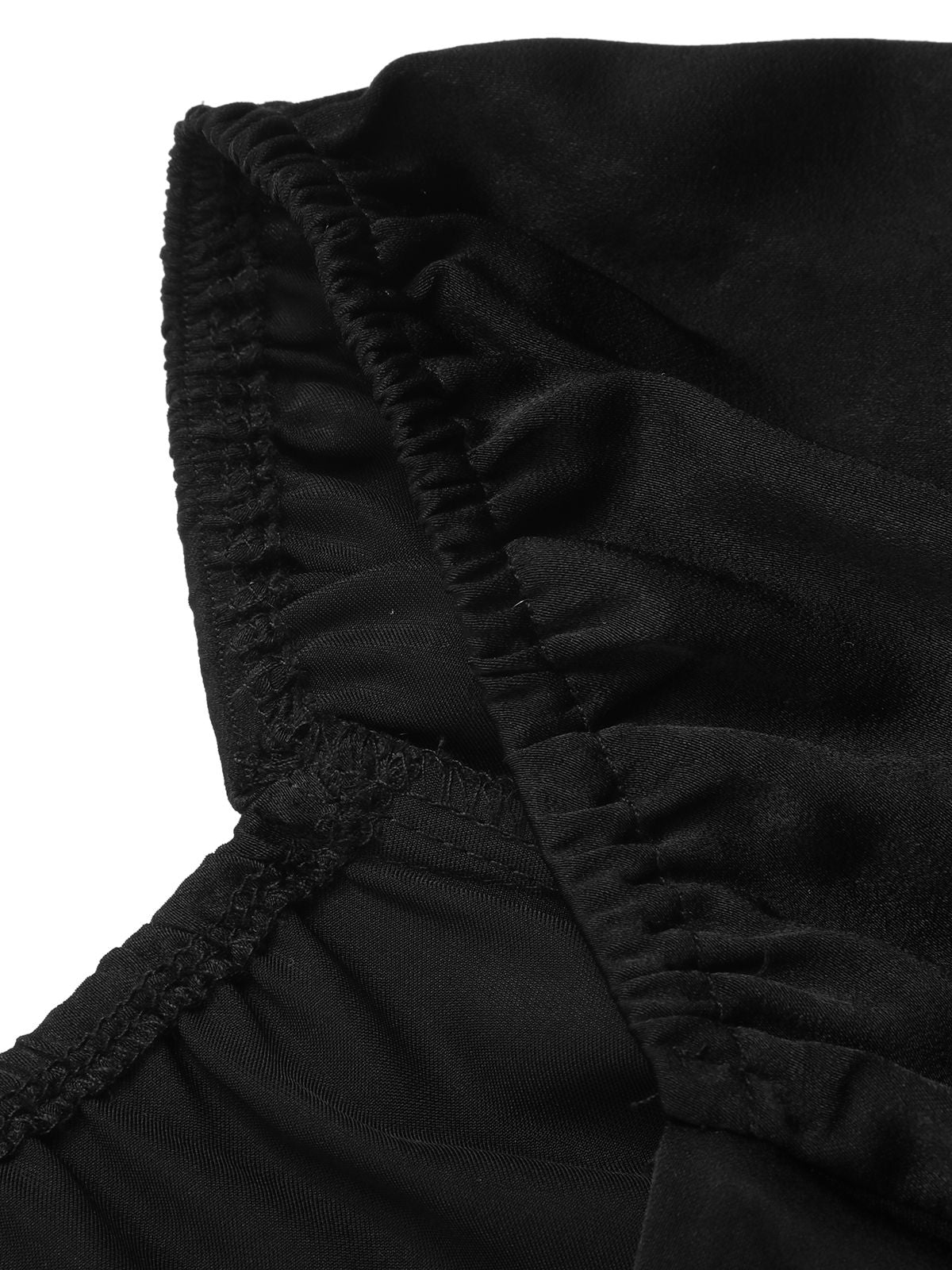 Black 1950s Solid Ruffles V-Neck Dress - Image 5