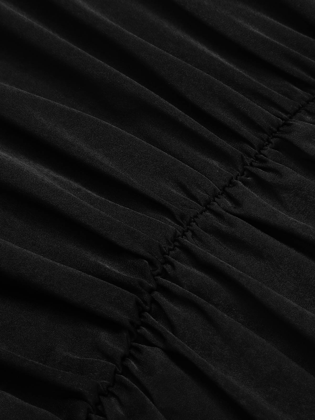 Black 1950s Solid Ruffles V-Neck Dress - Image 7