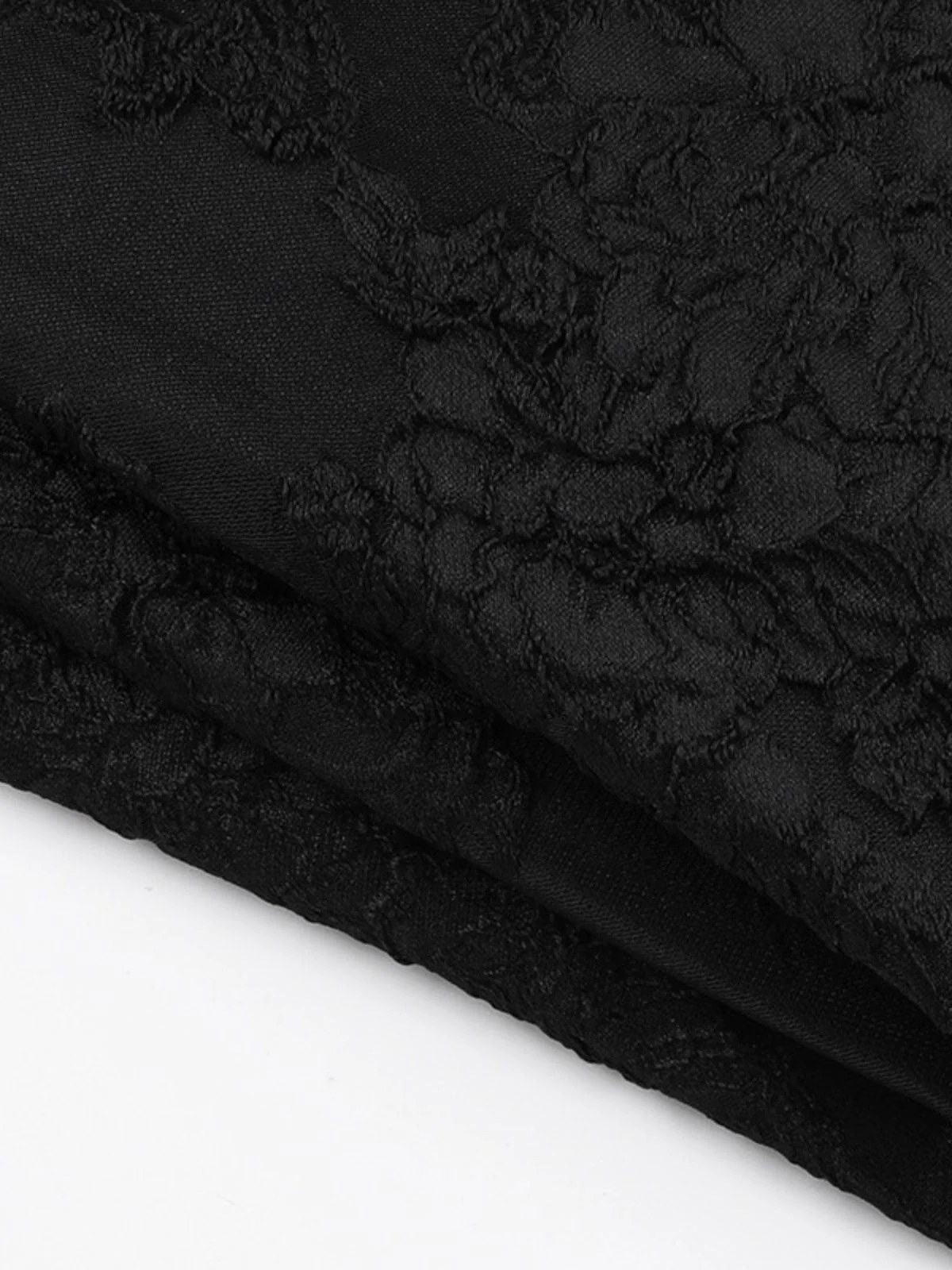 Black 1950s Square Neck Lace Print Cross Bubble Dress - Image 7