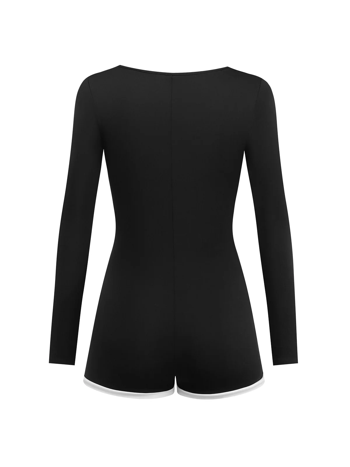 Black 1950s Square Neck Long Sleeve Romper - Image 2