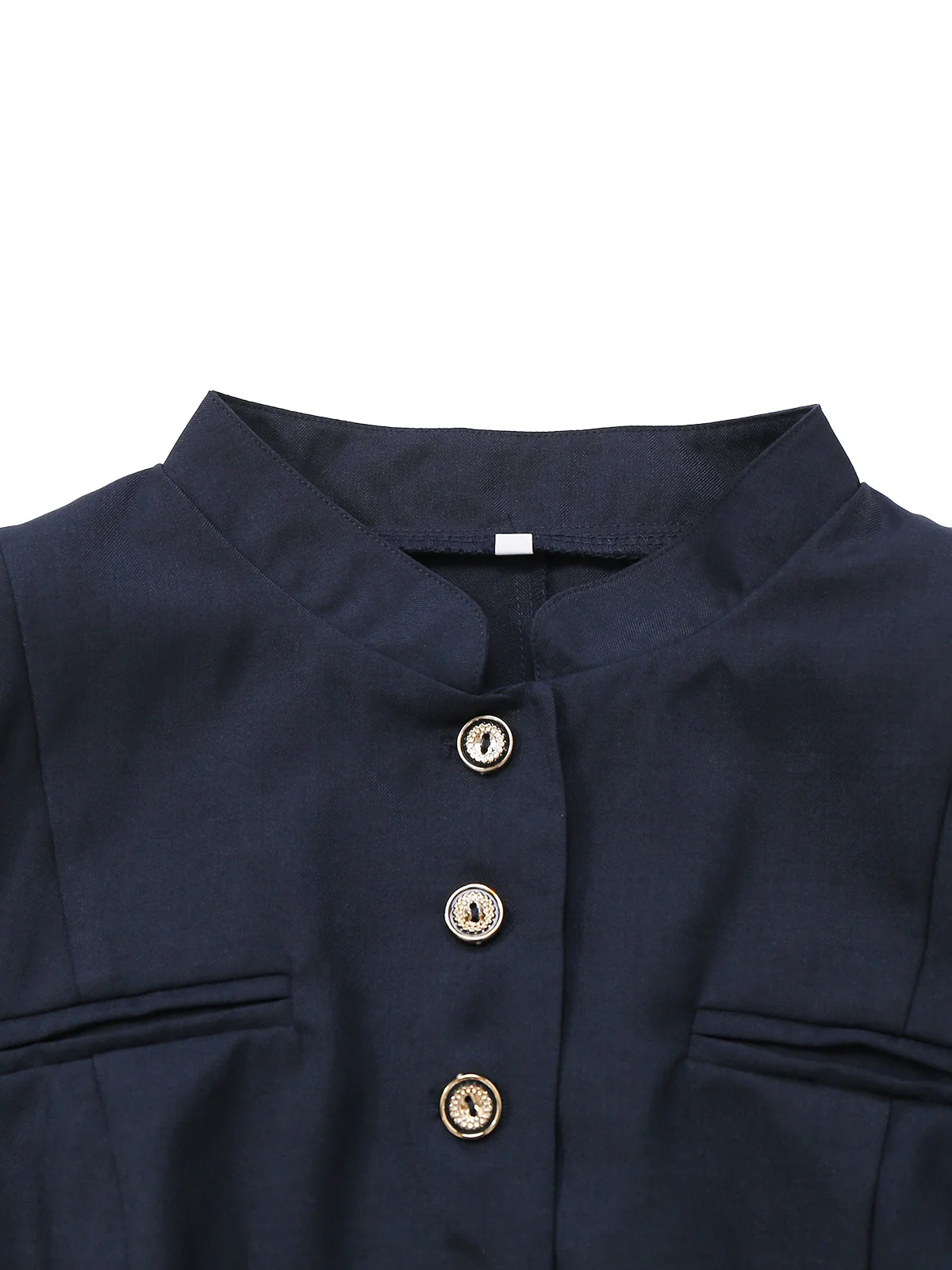 Black 1950s Stand Collar Long Sleeve Jacket - Image 3
