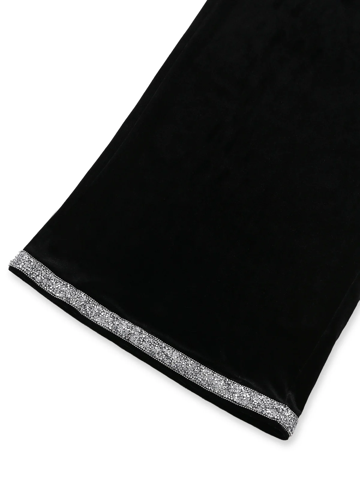 Black 1950s Strapless Velvet Rhinestone Patchwork Jumpsuit - Image 5